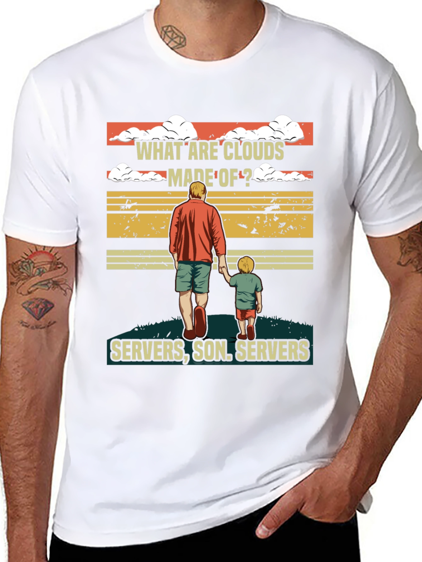 Black What Are Clouds Made Of T-Shirt - Servers, Son view 8