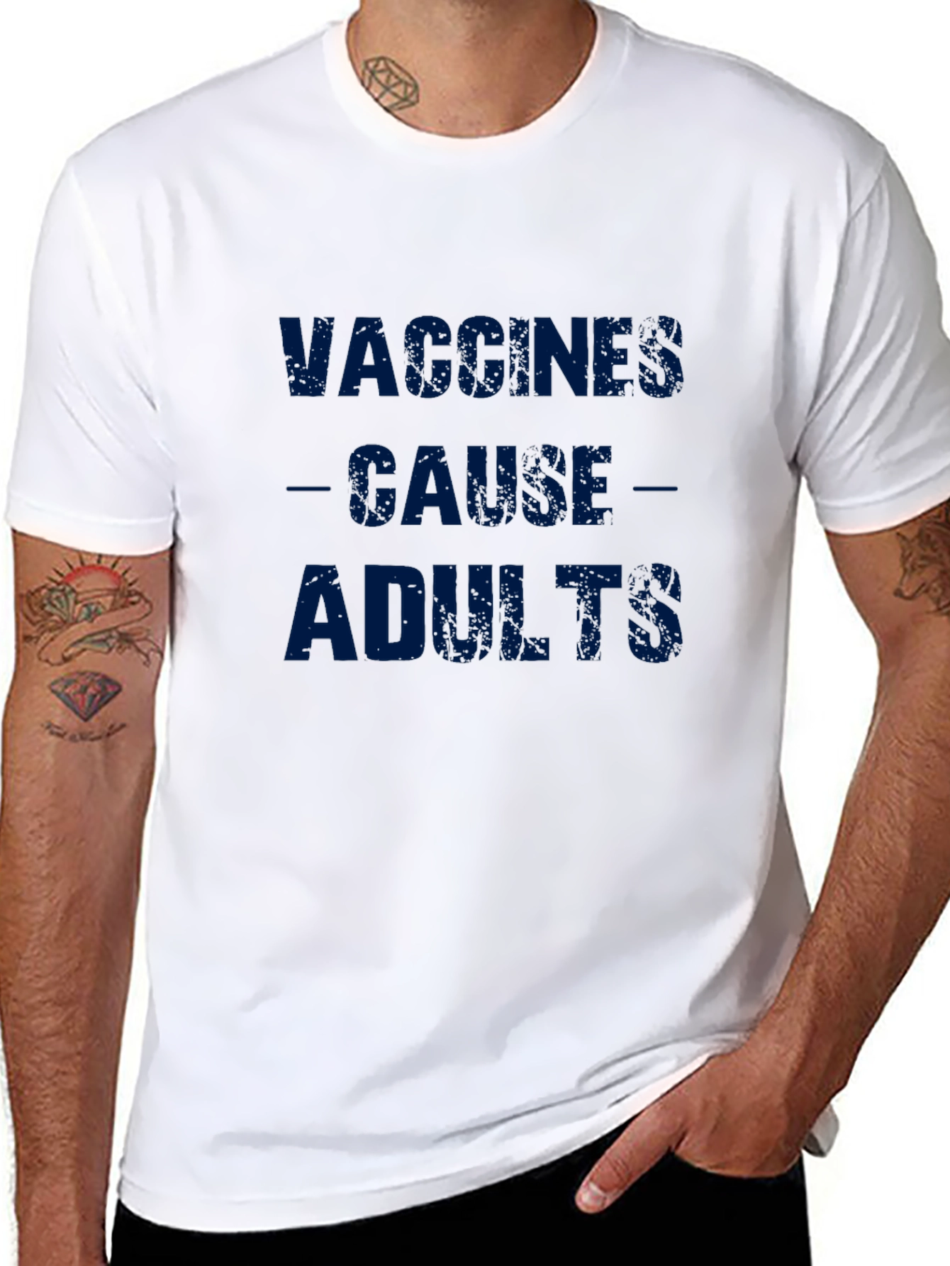 Black Vaccines Cause Adults Graphic Tee - Black T-Shirt view 8