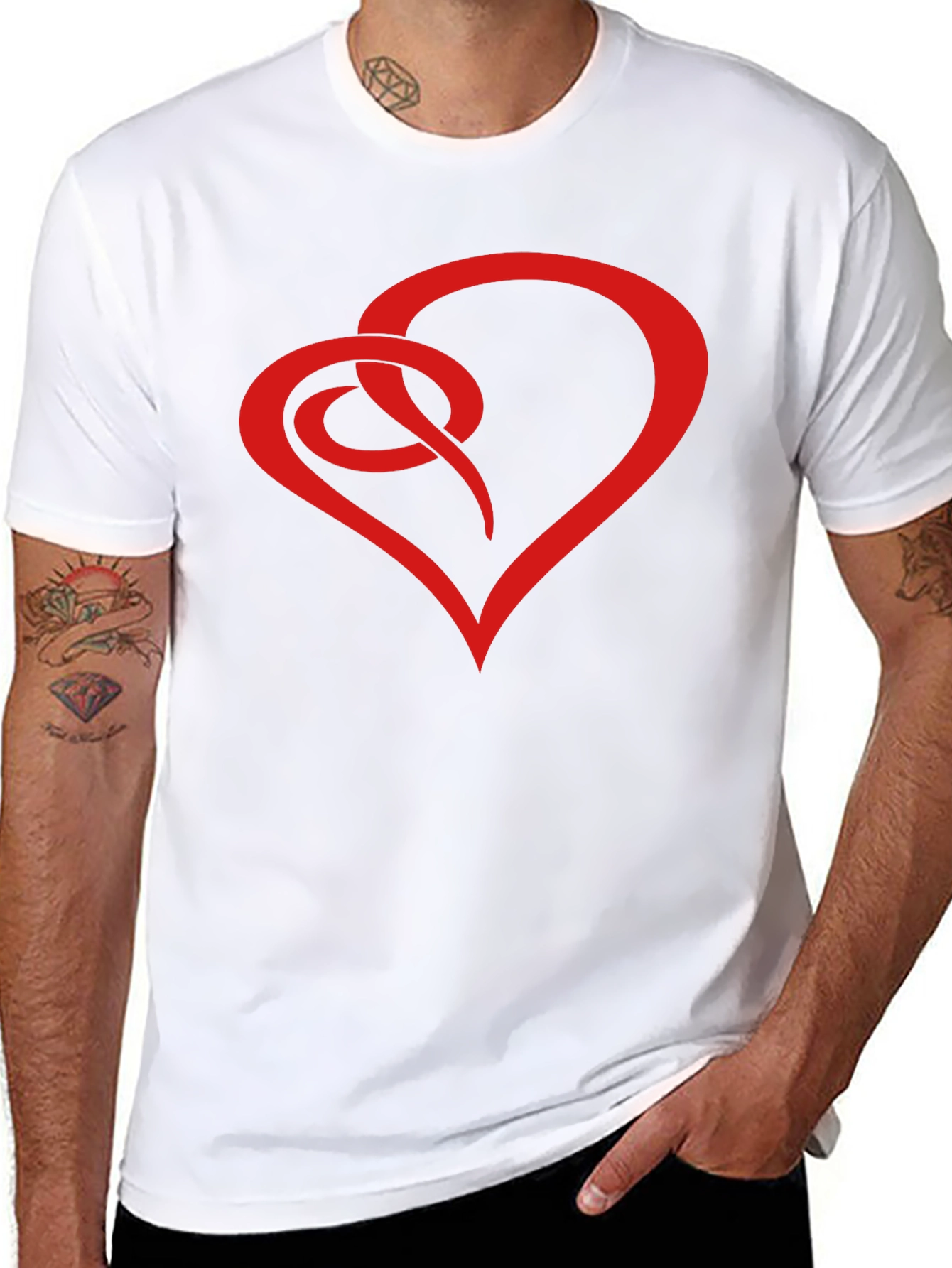 Black Heart Knot Graphic Tee - Stylish Men's Black T-Shirt view 8