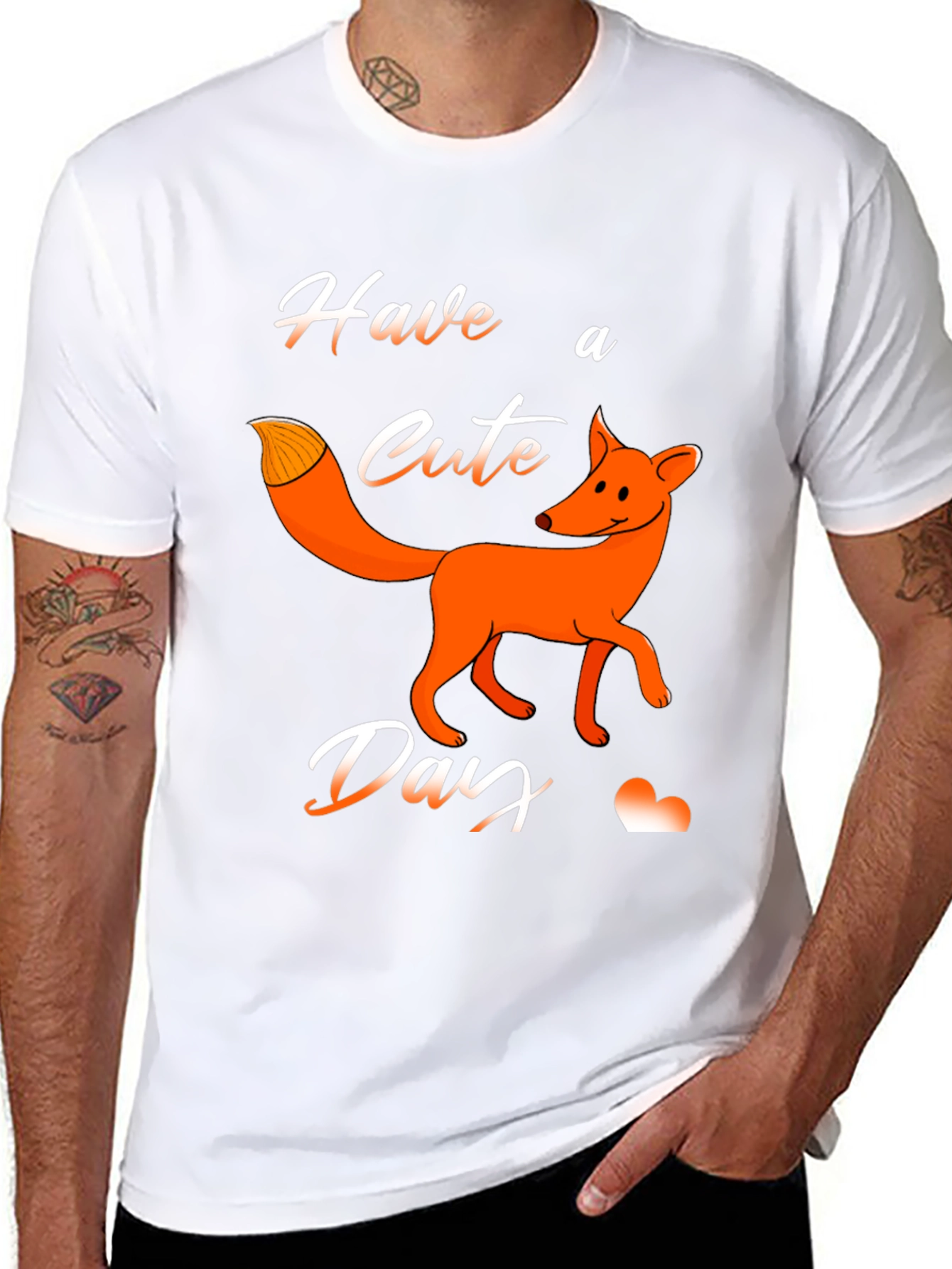 Black Cute Fox Day T-Shirt - Fun Animal Graphic Tee view 8