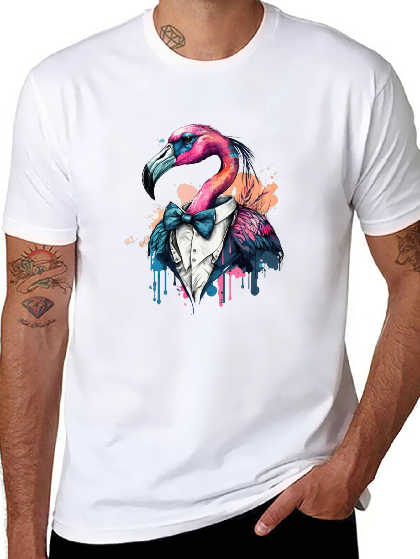 Black Flamingo Tuxedo T-Shirt view 8