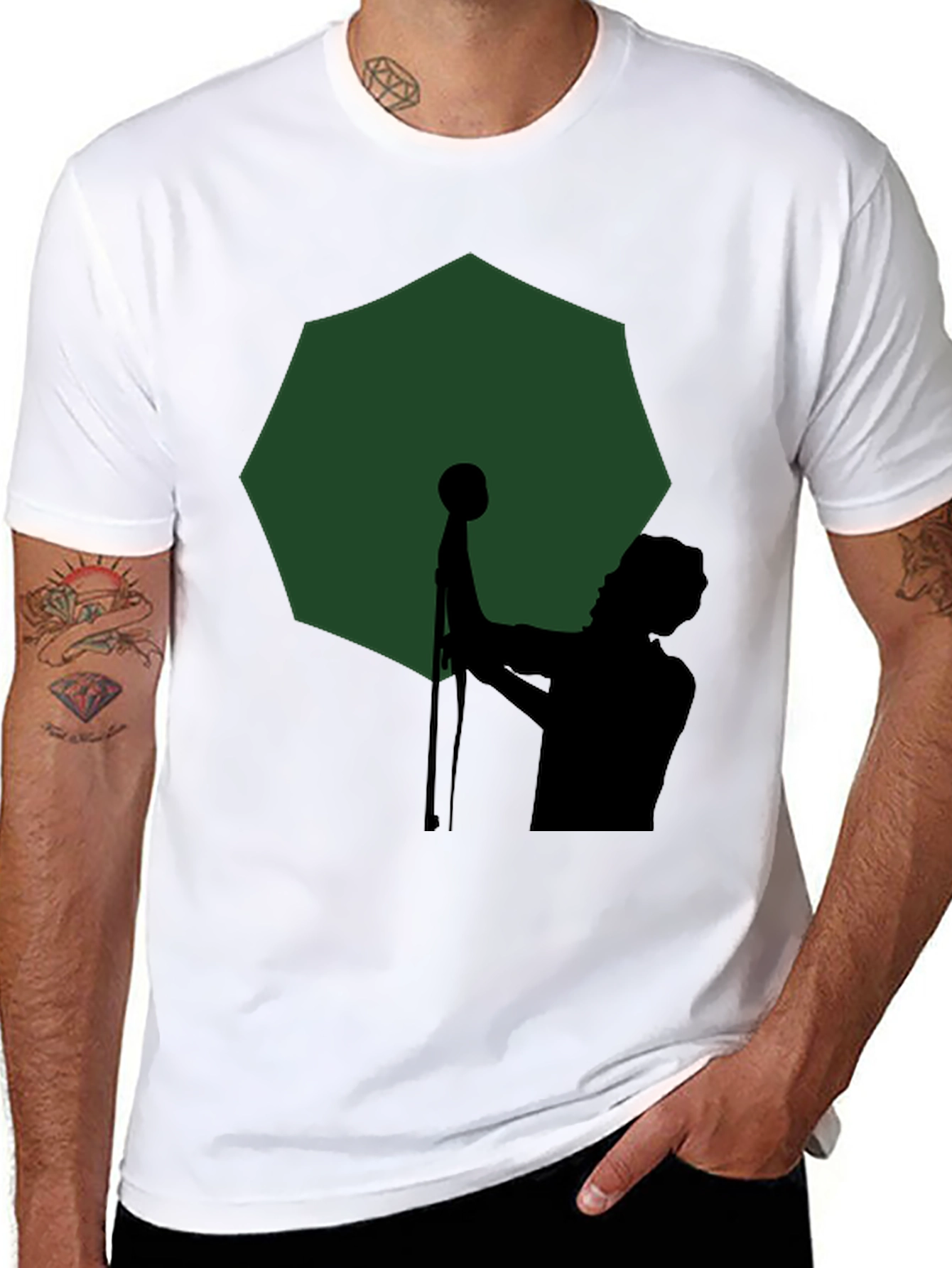 Black Silhouette Singer Graphic Tee - Men's Black T-Shirt view 8