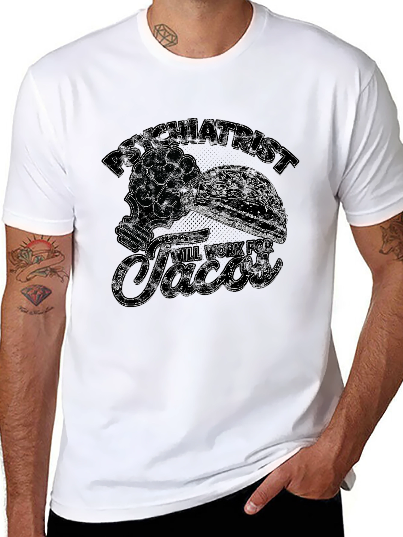 Black Psychiatrist Will Work For Tacos Graphic T-Shirt view 8