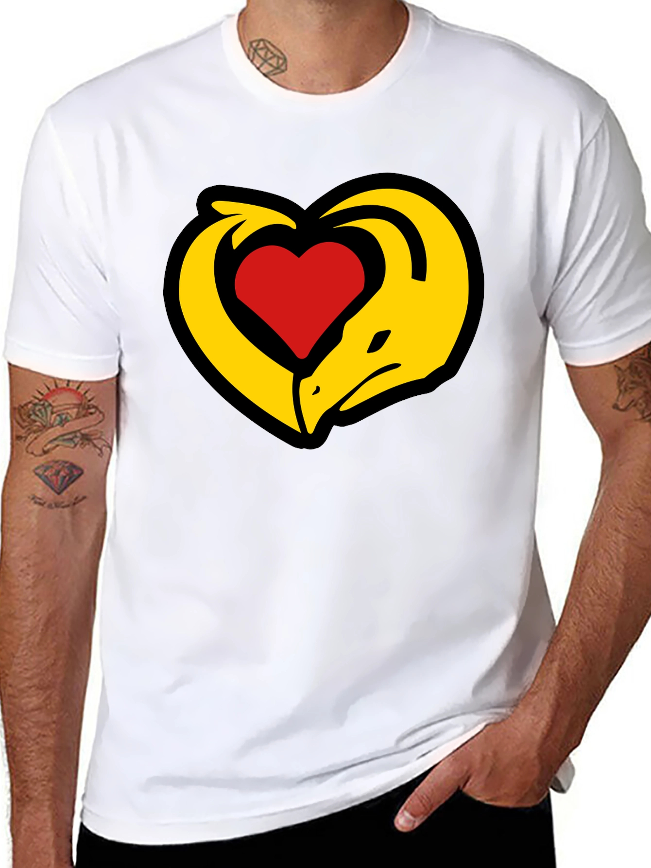 Black Dragon Heart T-Shirt - Black Cotton Tee view 8