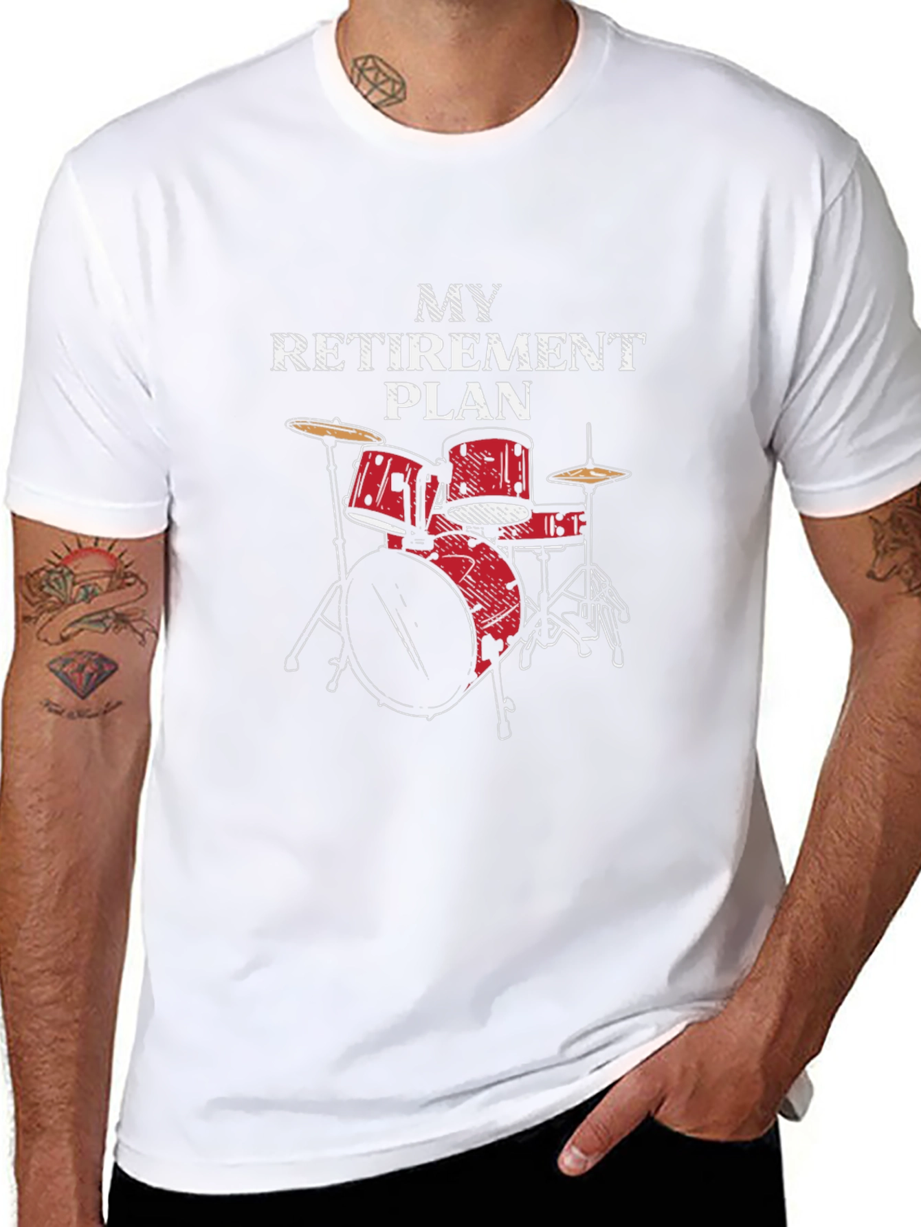 Black Drum Set Retirement Plan T-Shirt - Black view 8