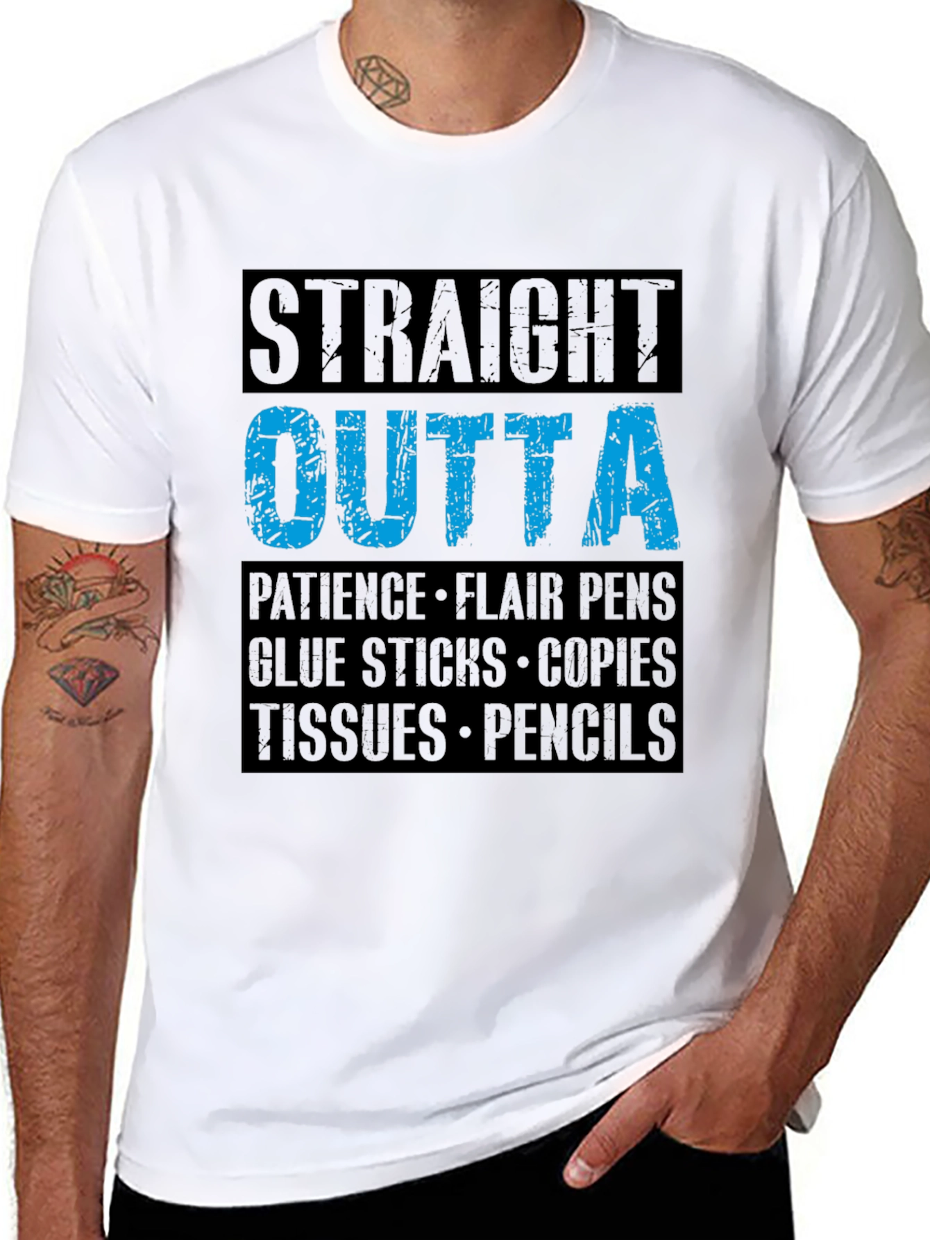 Black Straight Outta Patience Teacher T-Shirt view 8