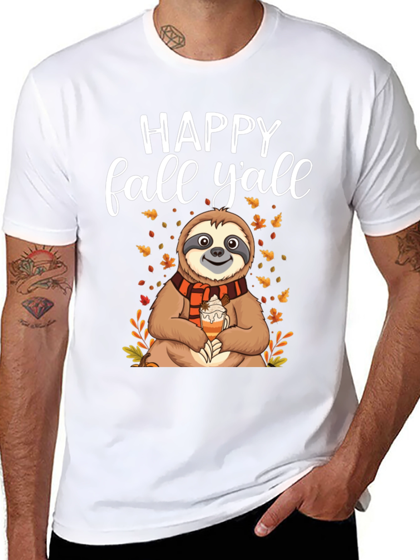 Happy Fall Y'all Sloth Graphic Tee - 8