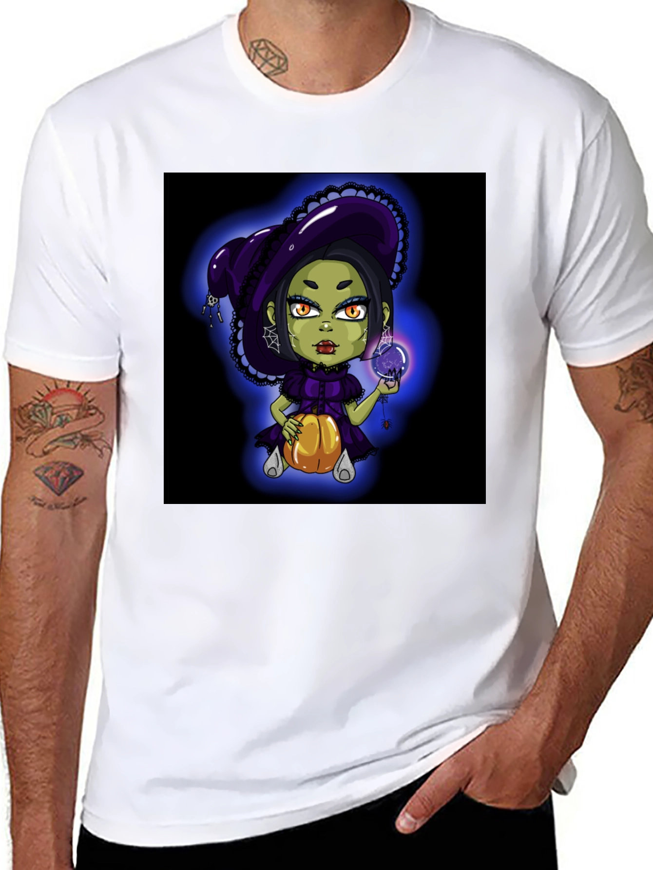 Black Witch Pumpkin Halloween T-Shirt view 8