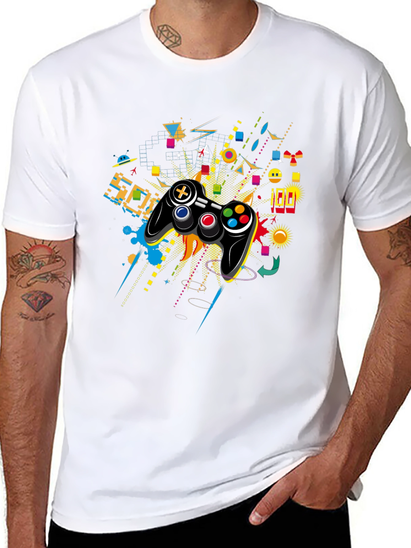 Black Retro Gaming T-Shirt - Classic Controller Design view 8