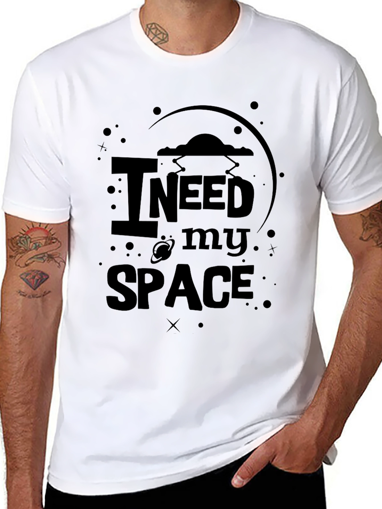 Black I Need My Space Graphic T-Shirt - Black view 8