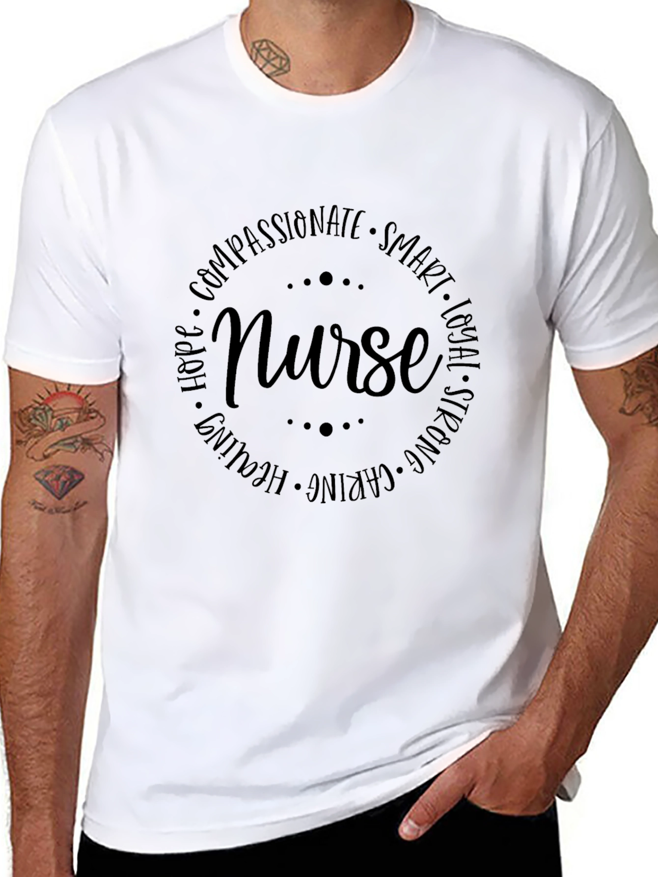 Black Nurse Compassionate Smart Black T-Shirt view 8