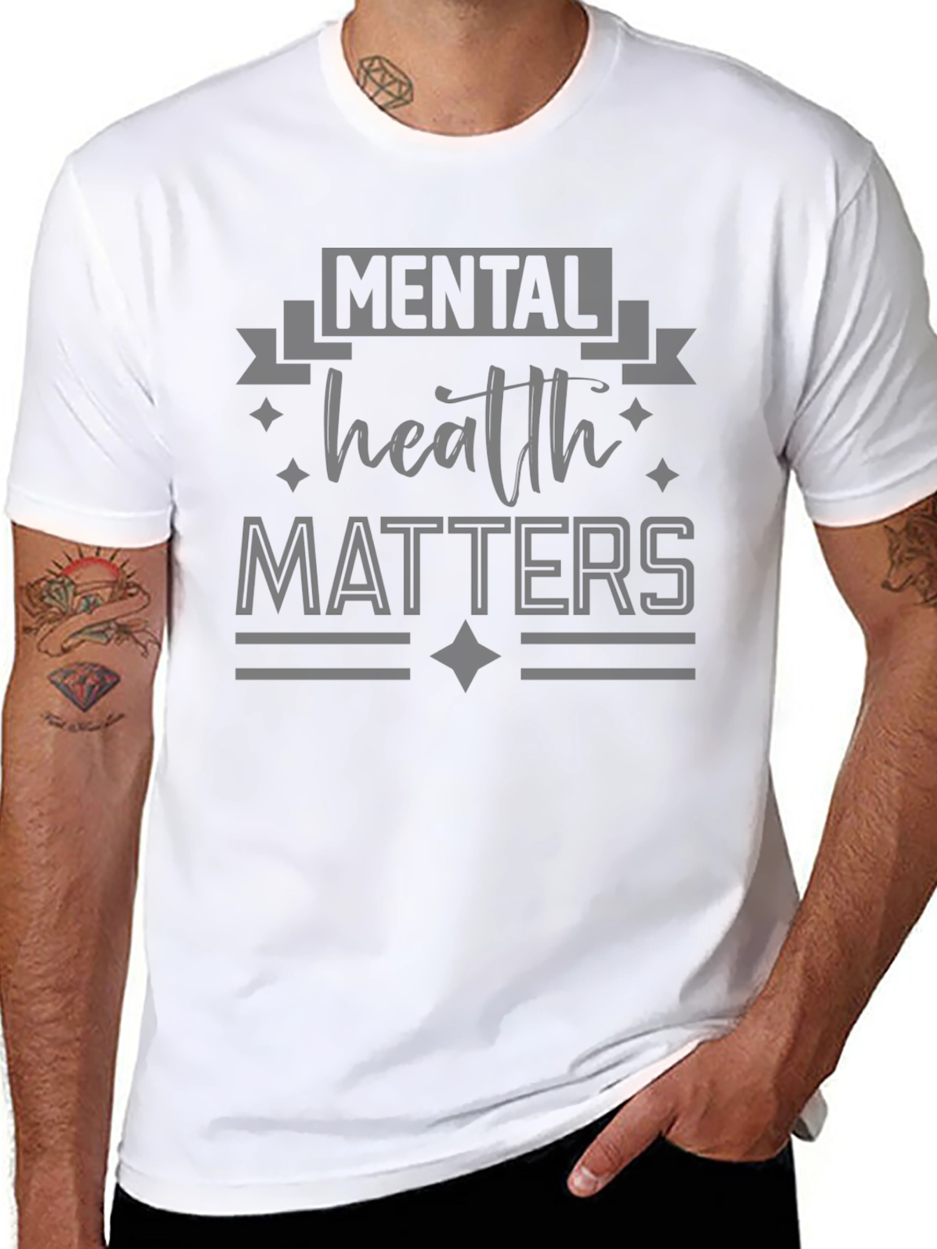 Black Mental Health Matters Graphic Tee - Black Cotton T-Shirt view 8