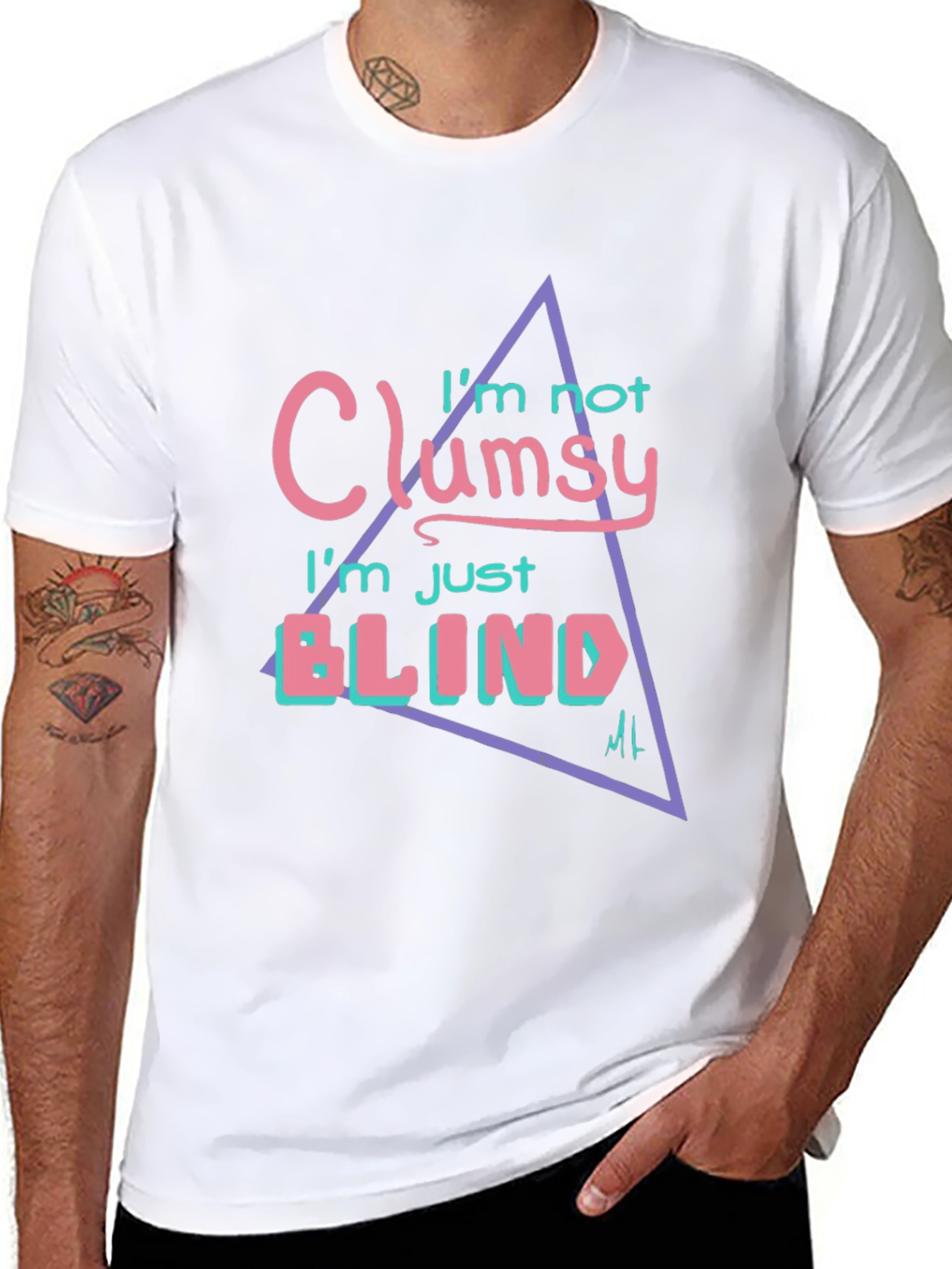 Black Clumsy? Tee: Funny Graphic Print T-Shirt view 8