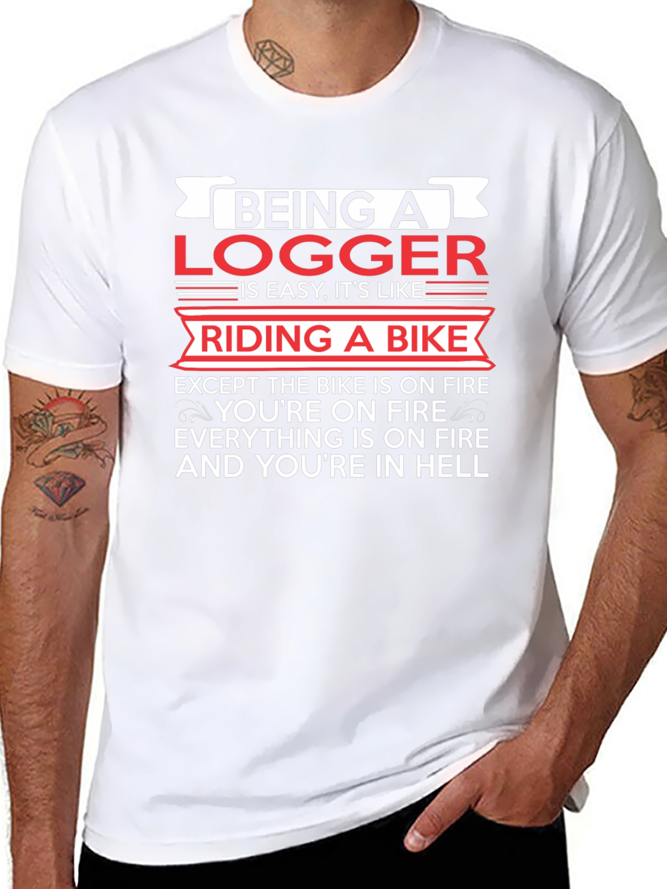 Black Logger On Fire T-Shirt: Funny Graphic Tee for Loggers view 8