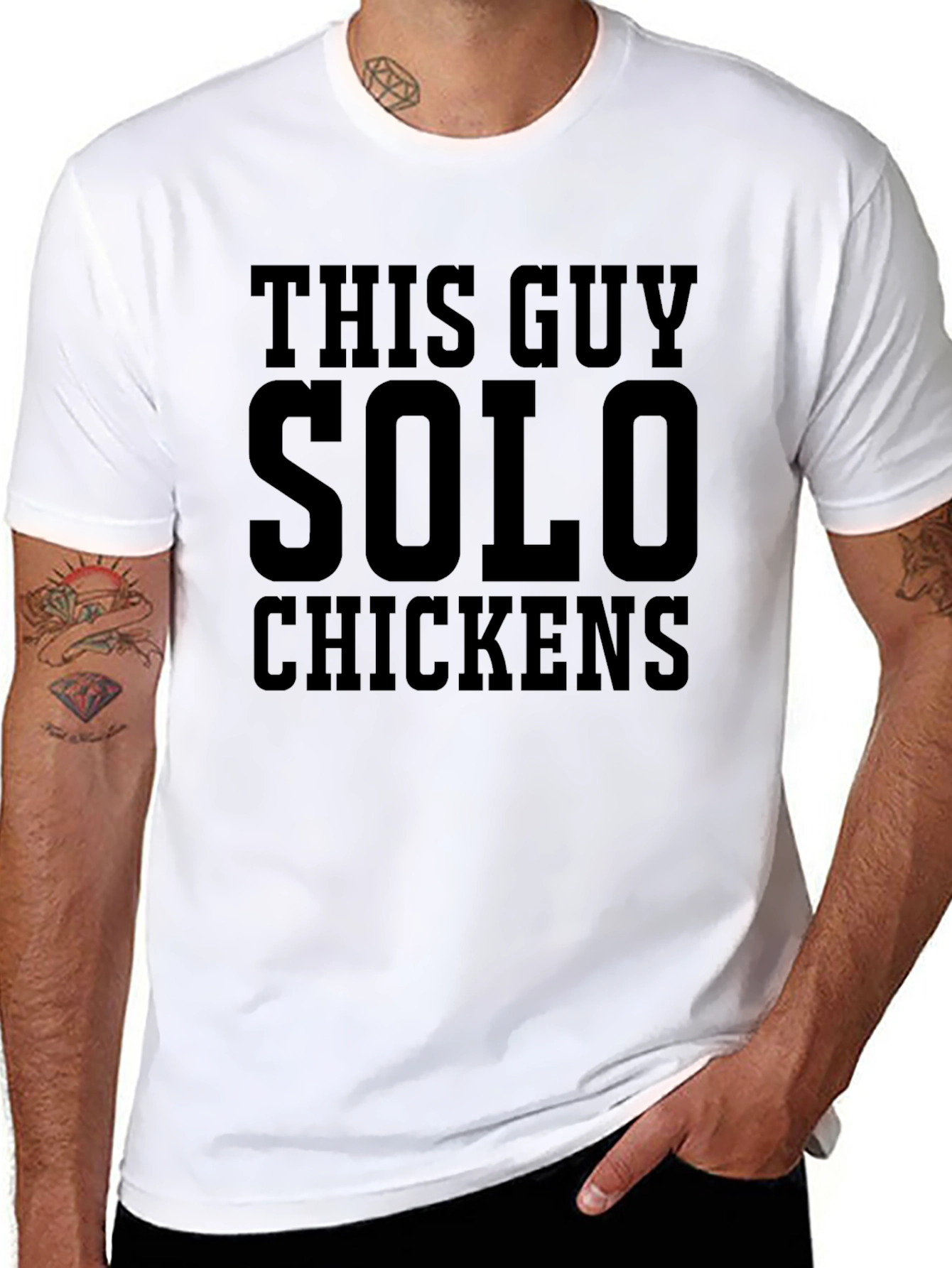 Black This Guy Solo Chickens Graphic T-Shirt view 8