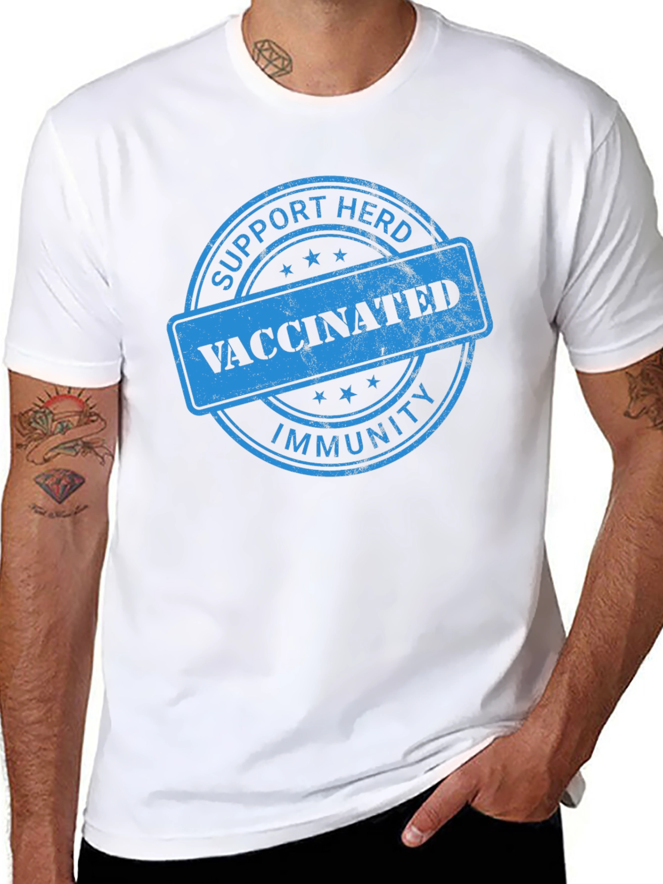 Black Support Herd Immunity Vaccinated T-Shirt view 8