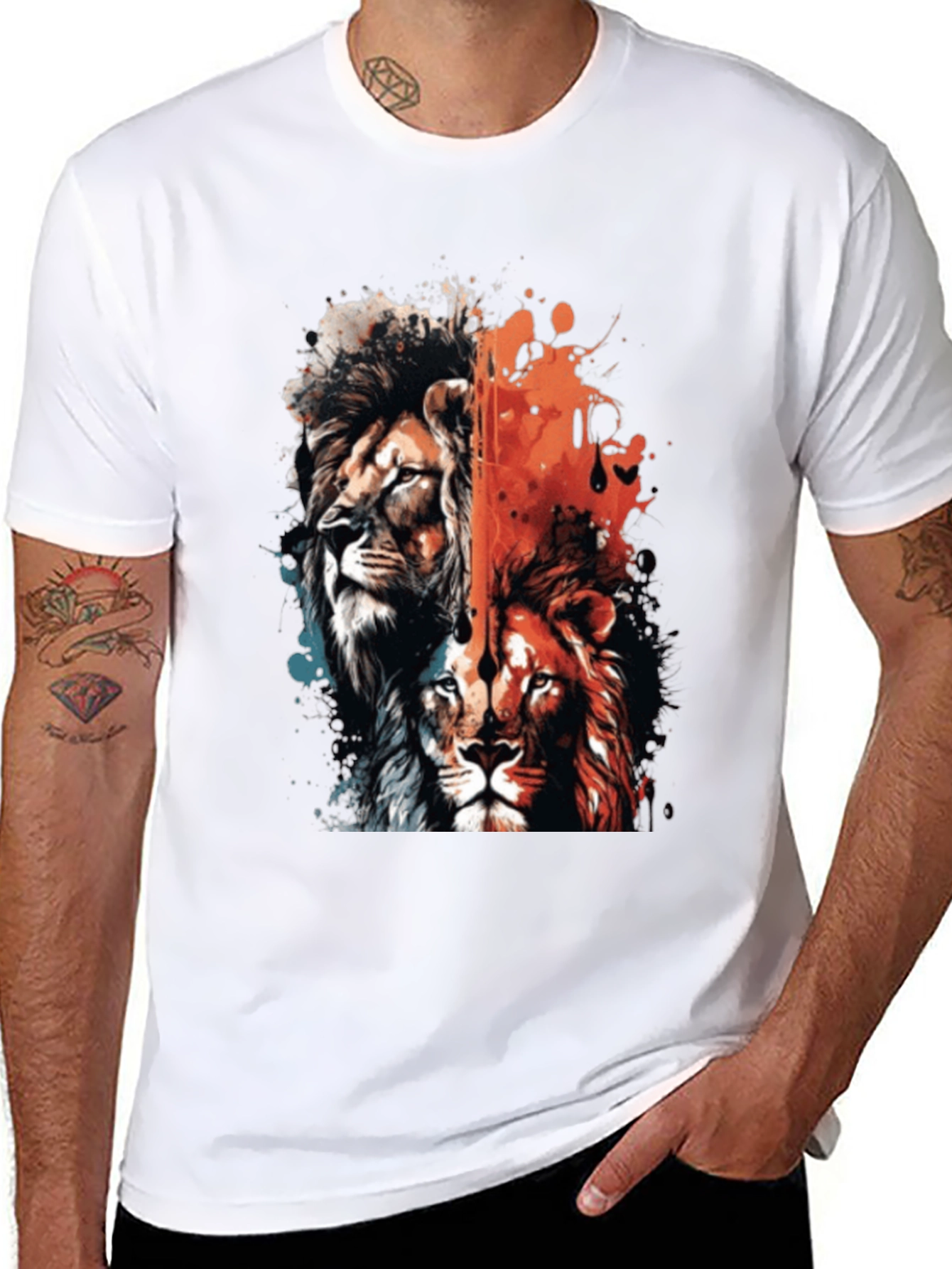 Black Lion Duo Graphic Tee - Bold Statement Shirt view 8