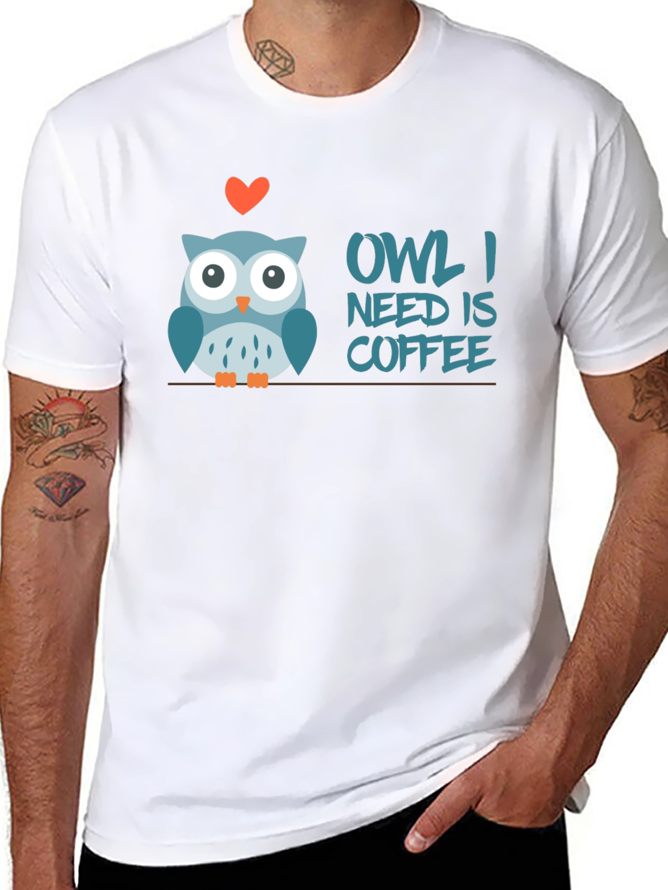 Black Owl I Need is Coffee T-Shirt view 8