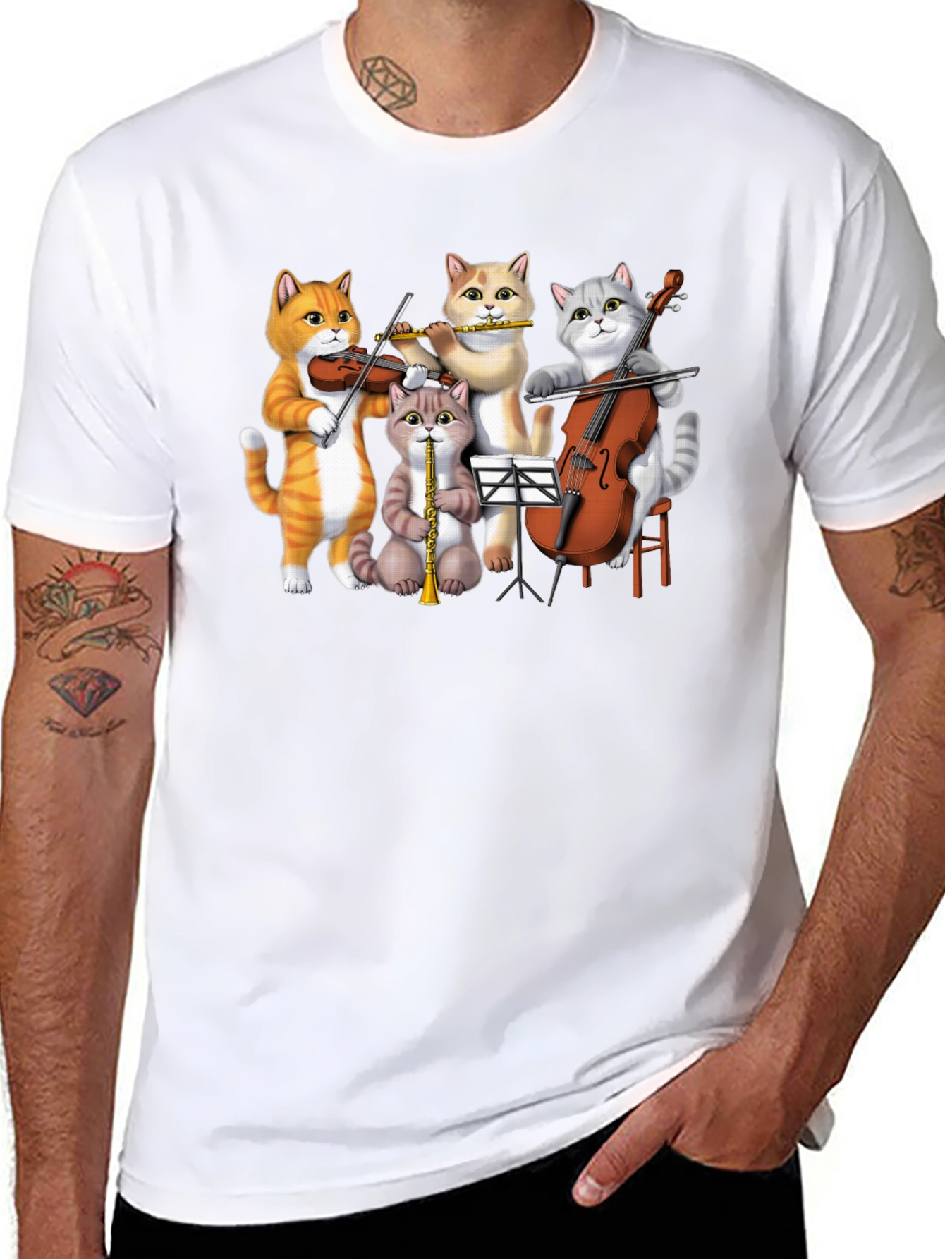 Black Cat Orchestra T-Shirt Funny Music Cats Tee view 8