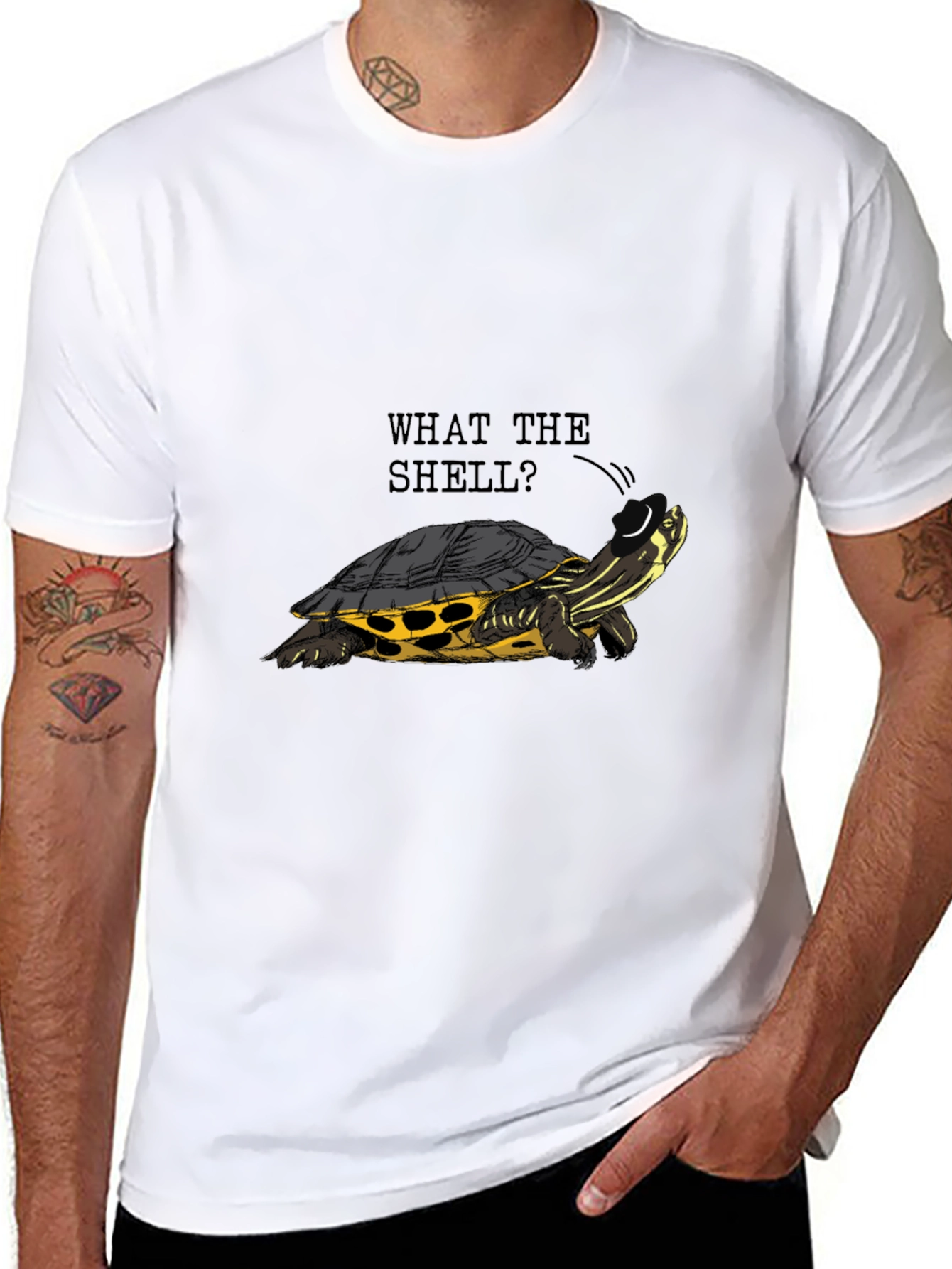 Black What the Shell? Turtle Graphic Tee - Black view 8