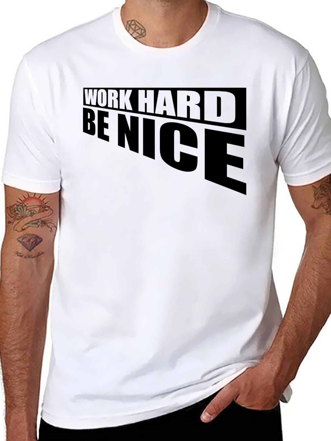 Black Work Hard Be Nice Graphic T-Shirt view 8