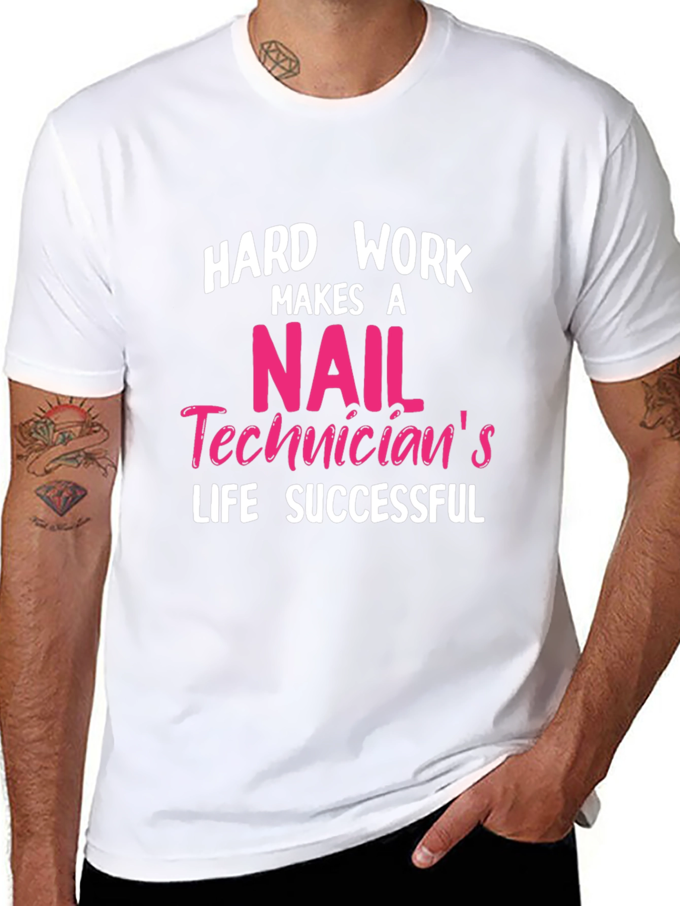Black Nail Technician T-Shirt - Hard Work Makes a Successful Life view 8
