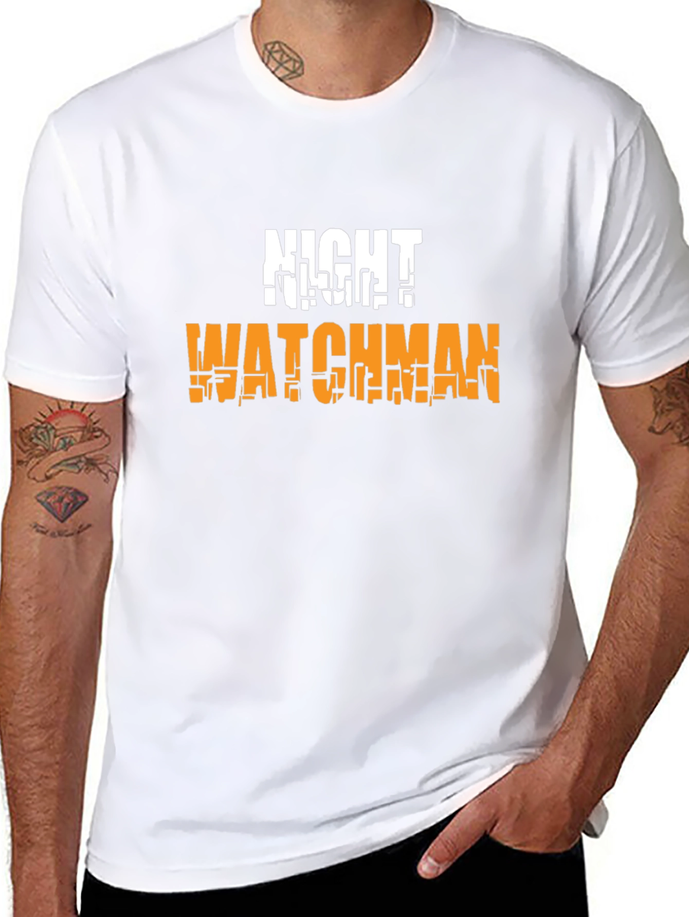 Black Night Watchman Graphic T-Shirt - Black Tee view 8