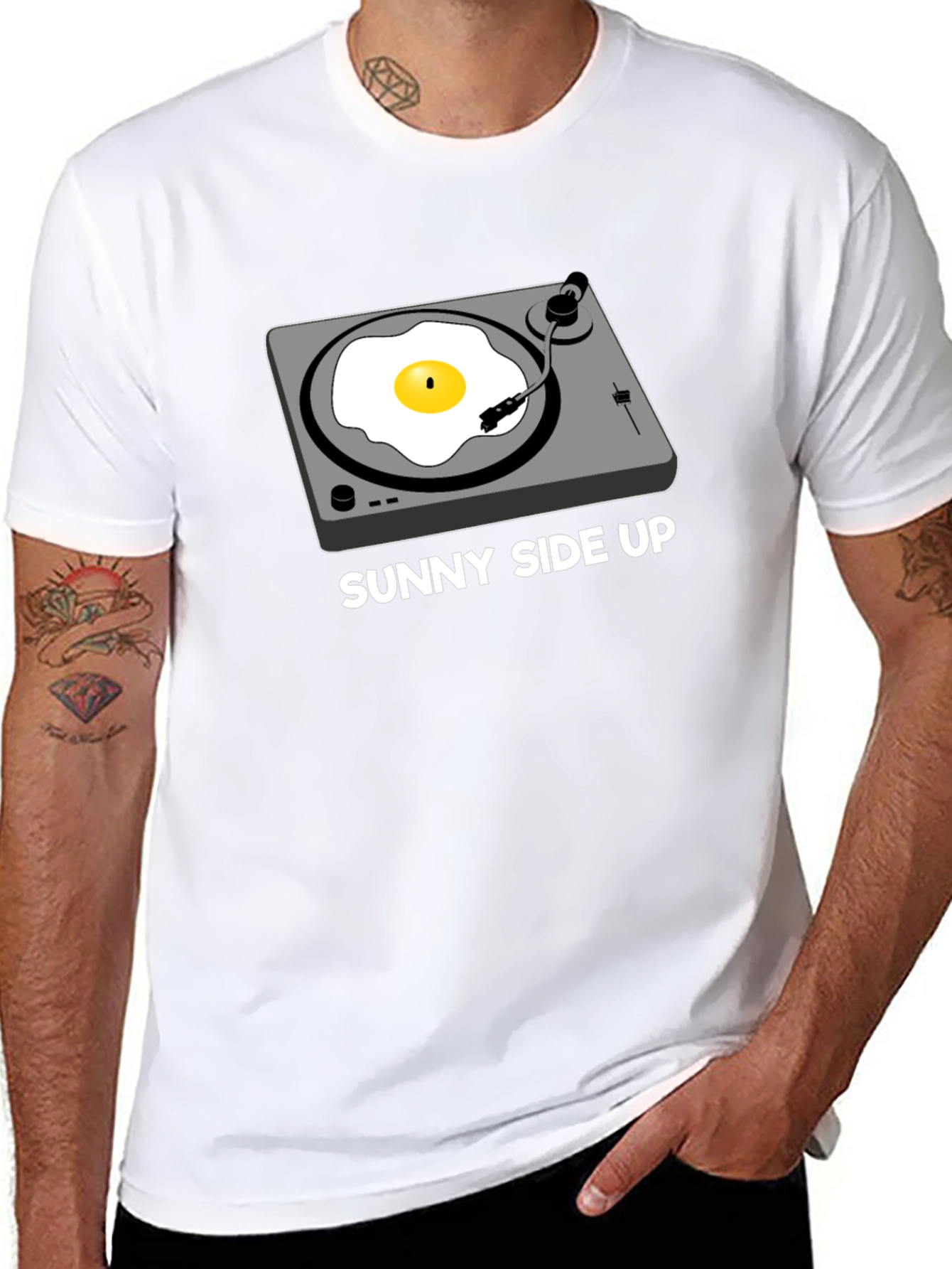 Black Sunny Side Up Turntable Graphic Tee view 8
