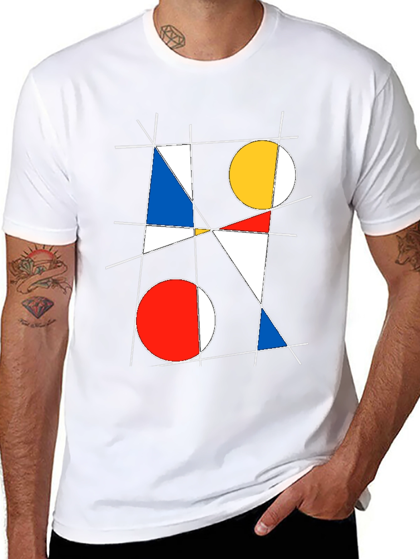 Black Geometric Abstract Art Graphic T-Shirt view 8