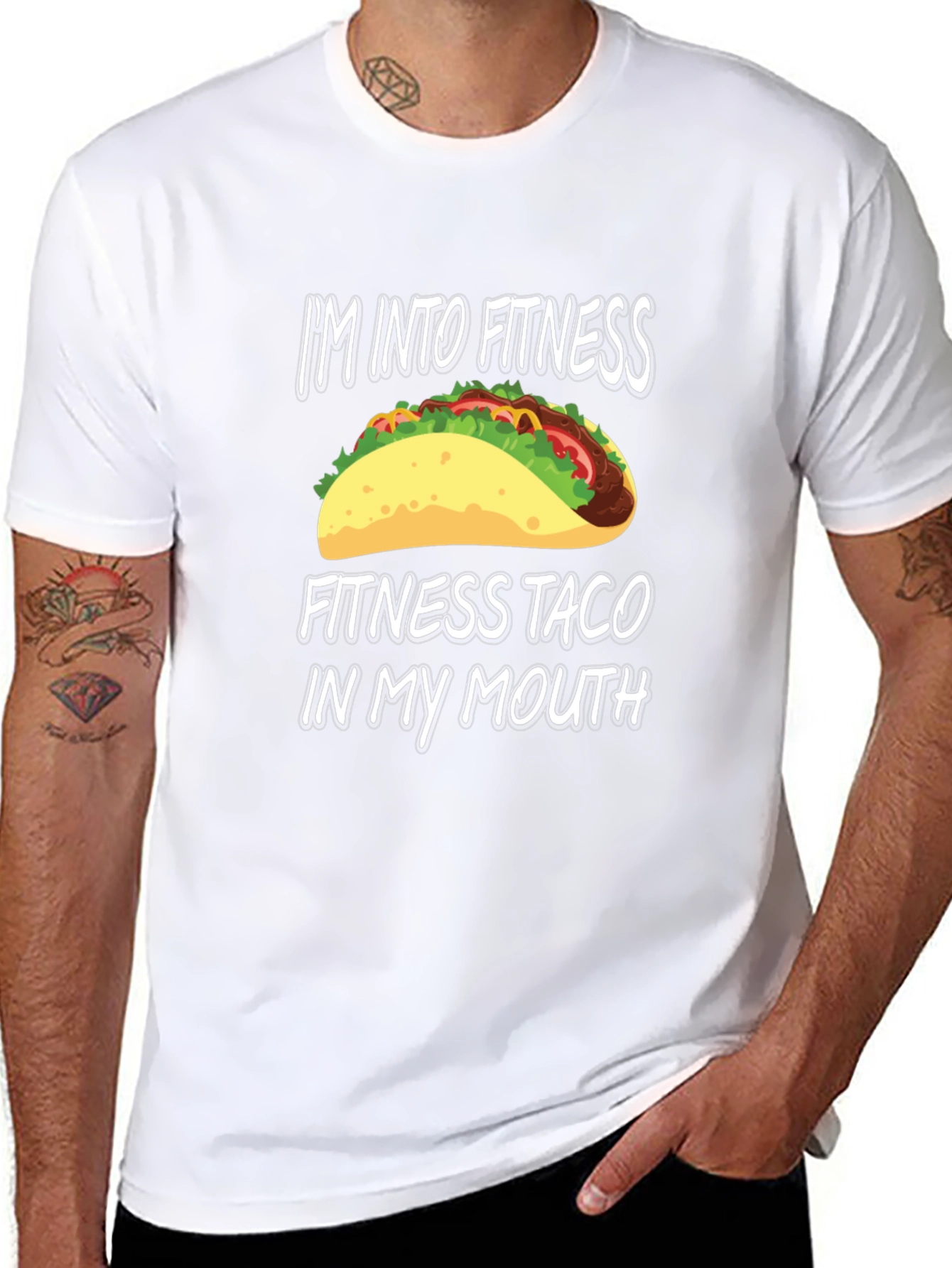 Black Fitness Taco Graphic Tee - Foodie Workout Shirt view 8