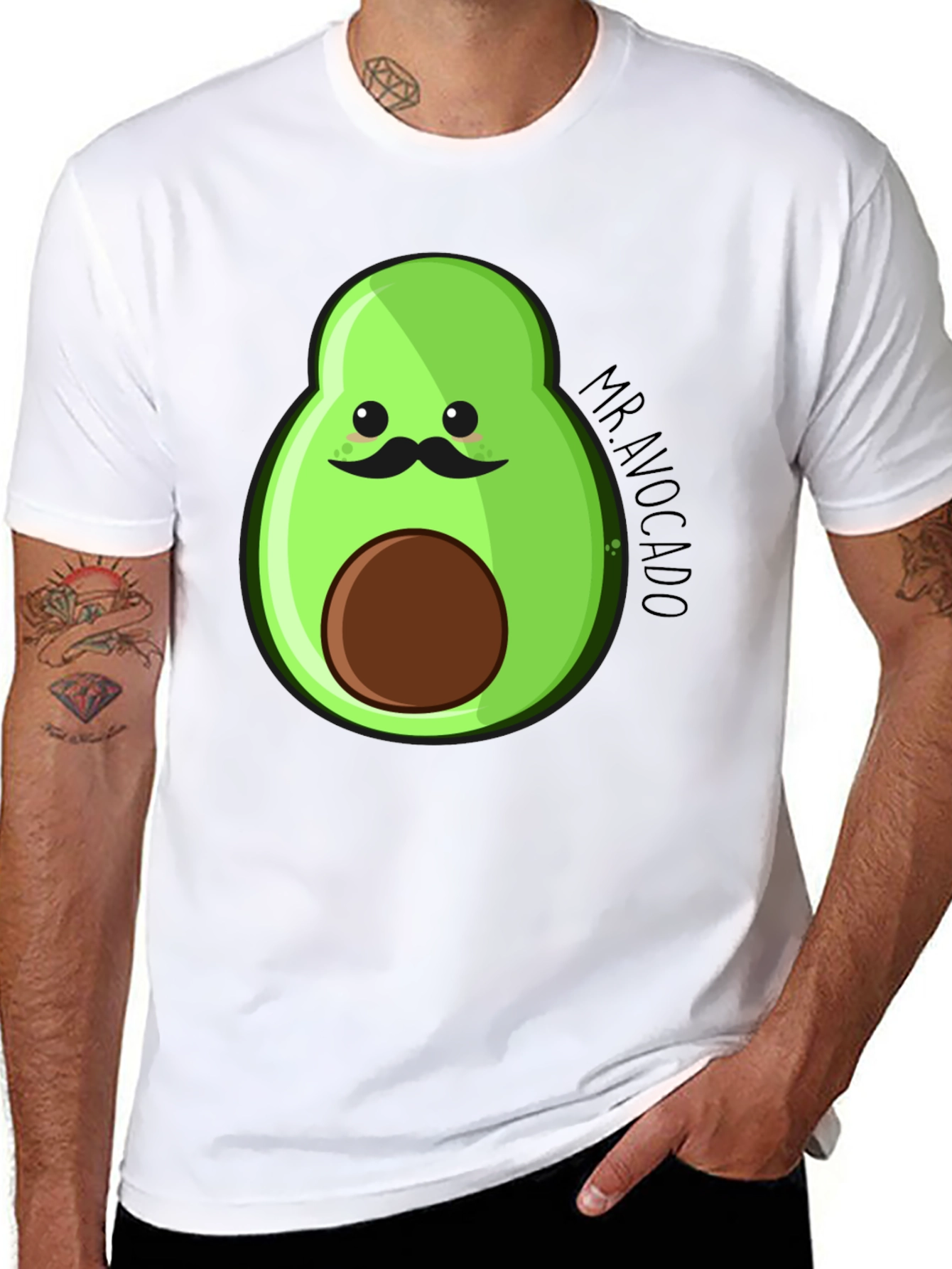 Black Mr. Avocado Graphic Tee - Black Unisex T-Shirt view 8