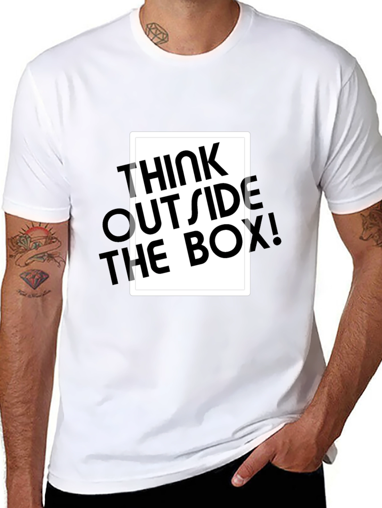 Black Think Outside the Box Graphic Tee - Black view 8