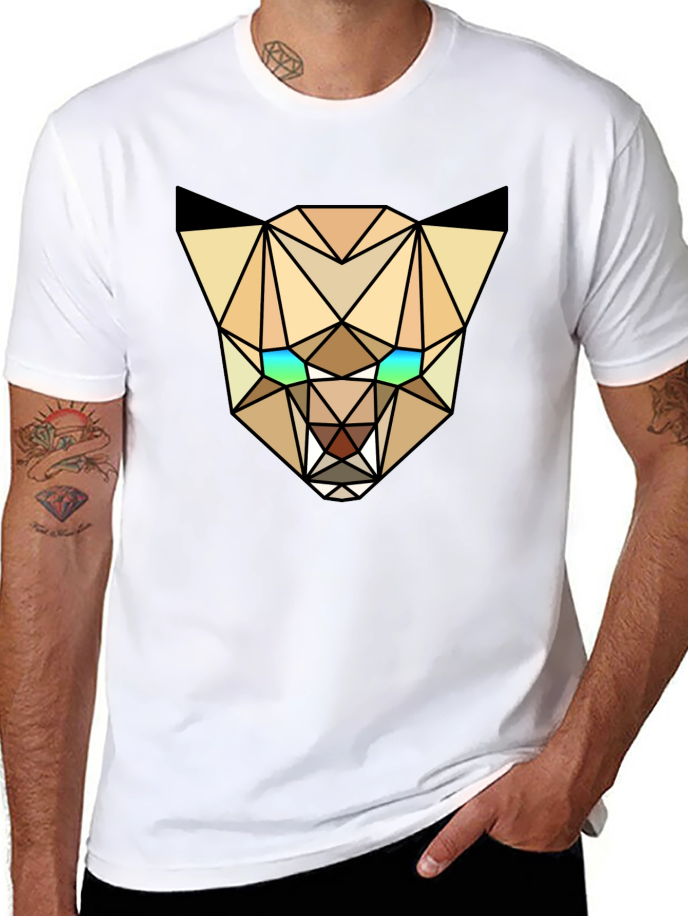 Black Geometric Lynx Tee - Modern Graphic T-Shirt view 8