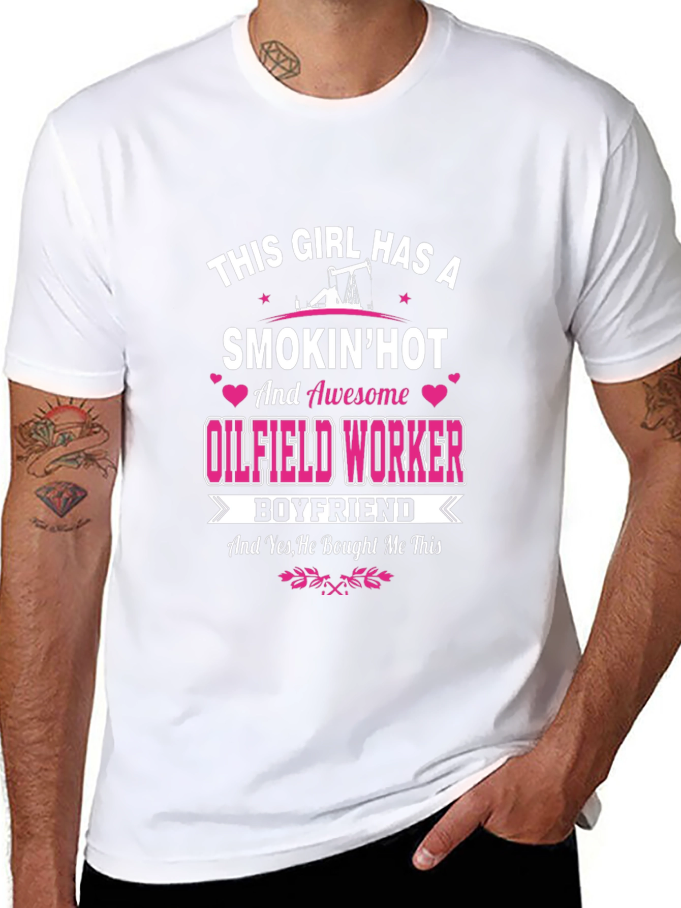 Black Smokin' Hot Oilfield Worker Boyfriend T-Shirt view 8