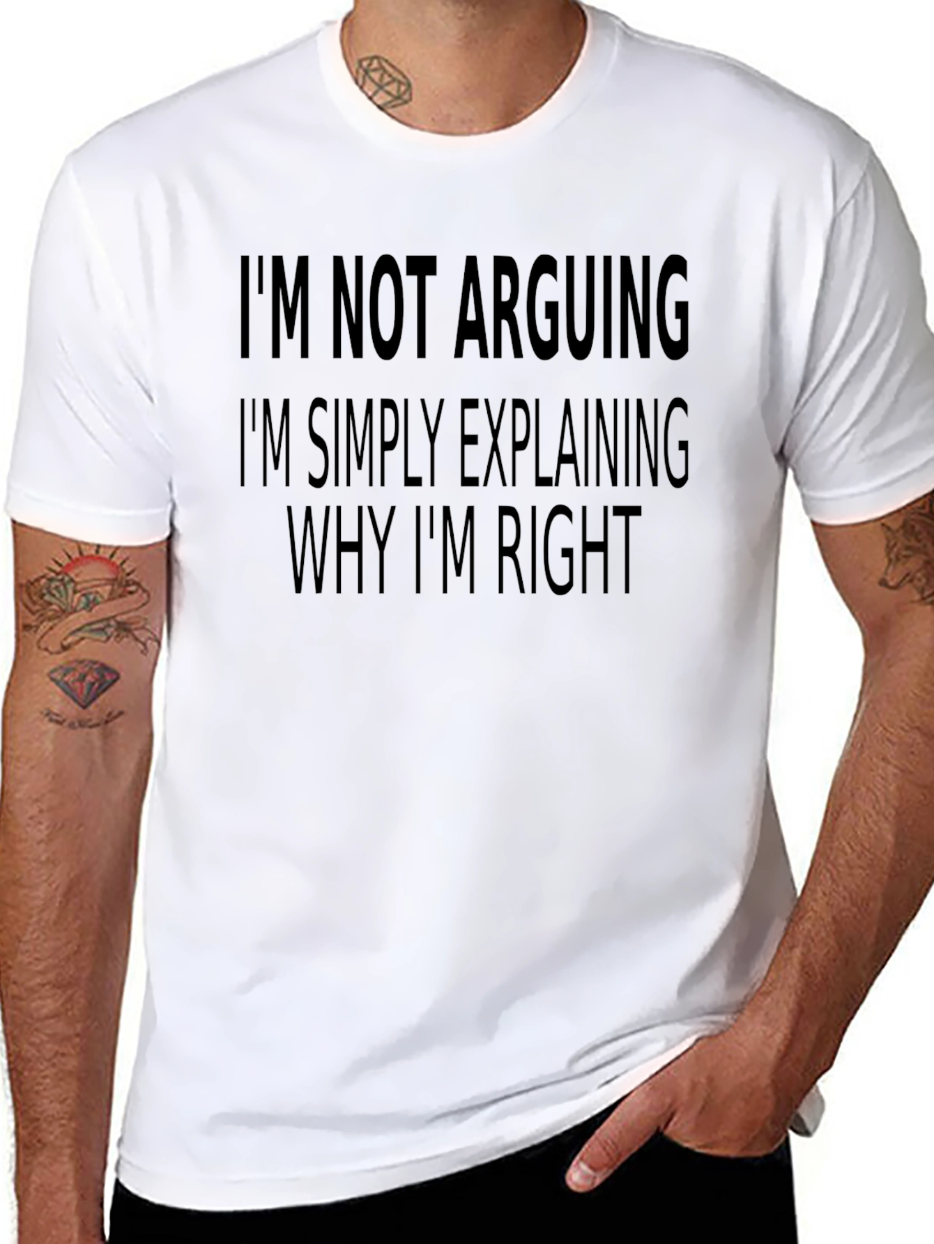 Black Funny Sarcastic T-Shirt: I'm Not Arguing view 8