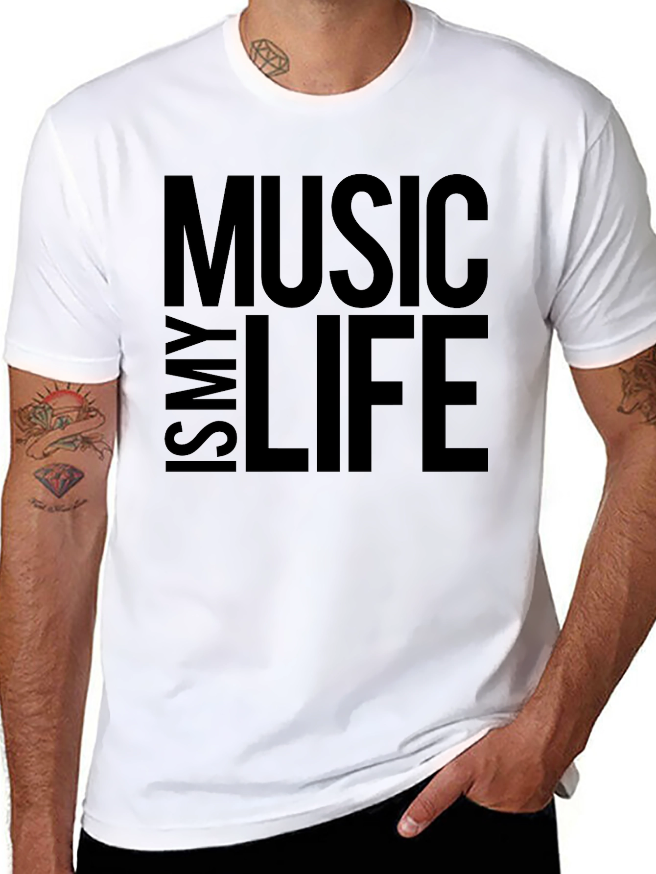 Black Music is My Life T-Shirt - Black Crew Neck Tee view 8