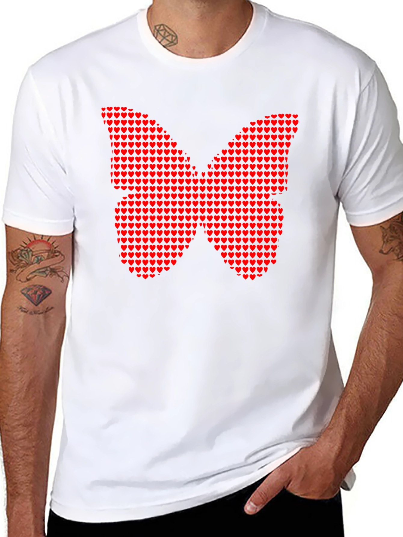 Black Heart Butterfly Graphic Tee - Trendy Style view 8