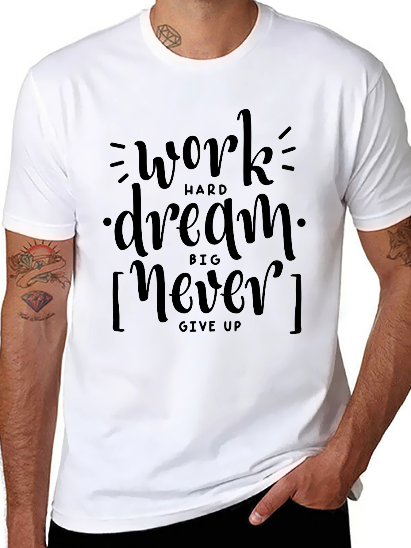 Black Motivational Black Graphic Tee: Work Hard, Dream Big view 8