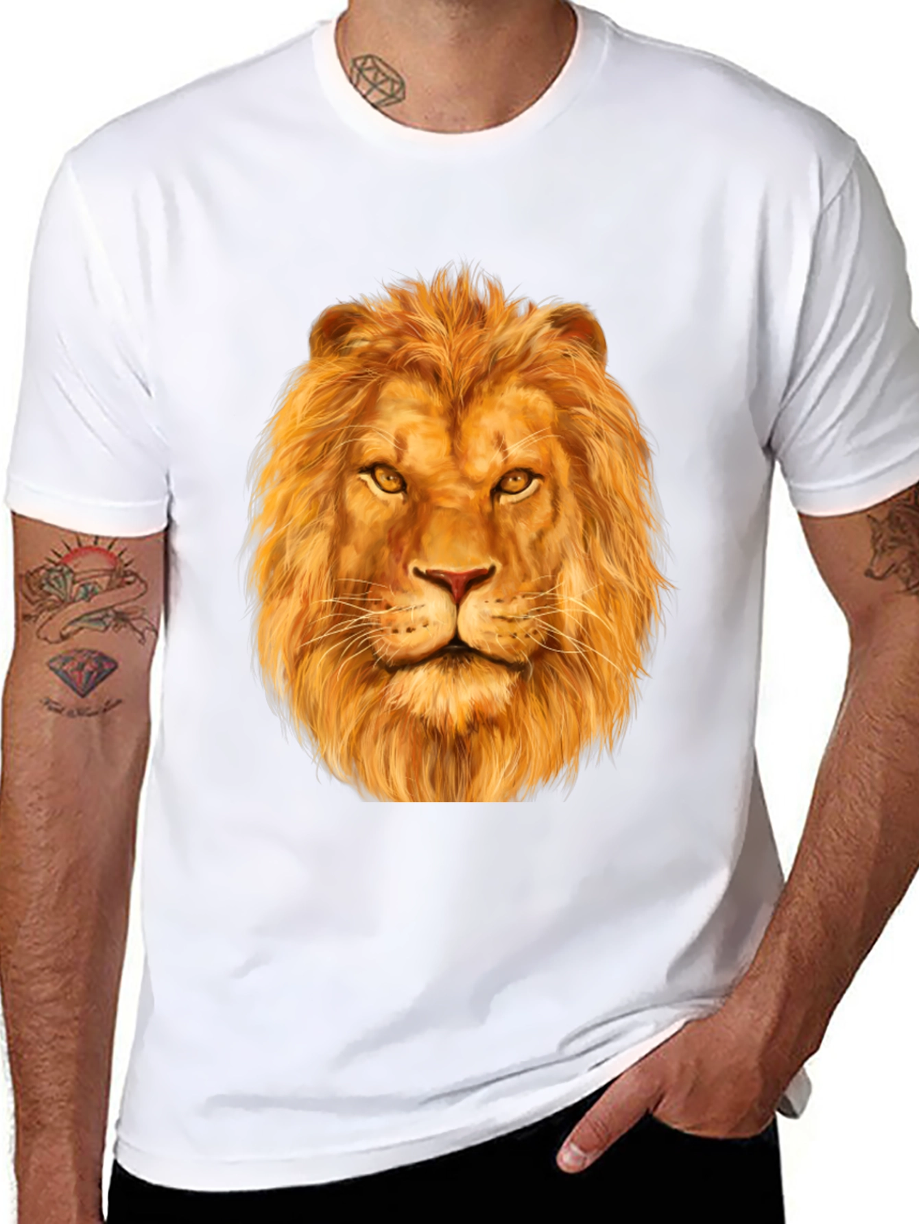Black Lion Graphic Print Black T-Shirt view 8