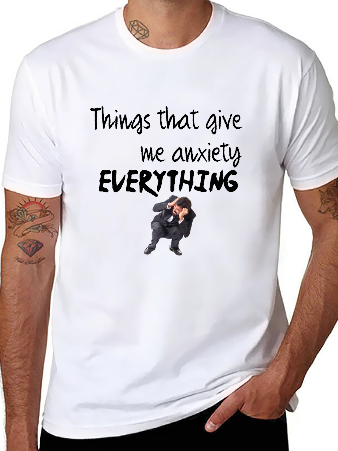 Black Anxiety Everything Graphic T-Shirt - Soft Cotton Blend view 8