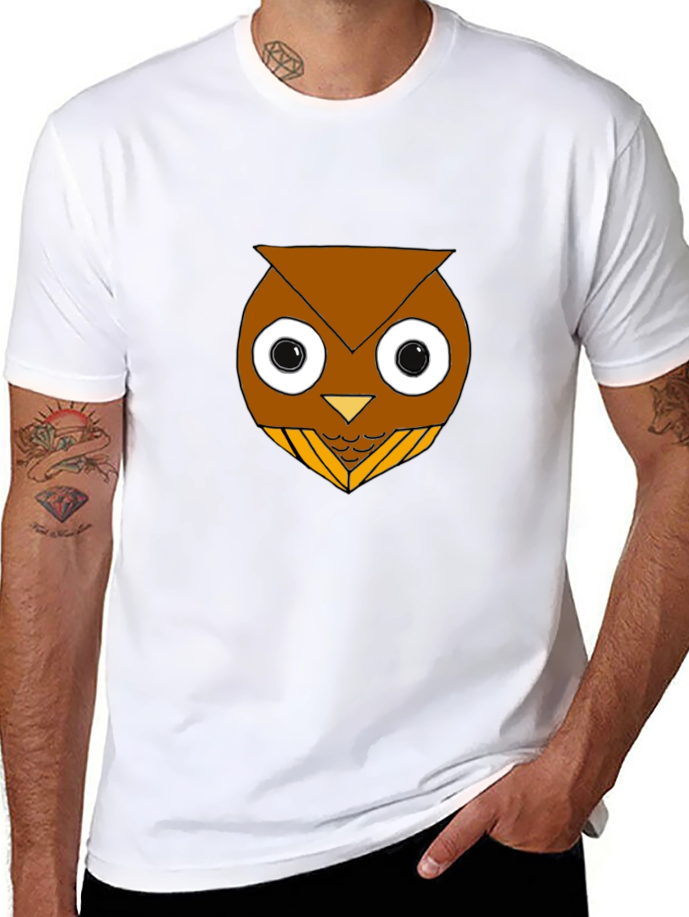 Black Funny Owl Graphic T-Shirt - Black Cotton Blend view 8