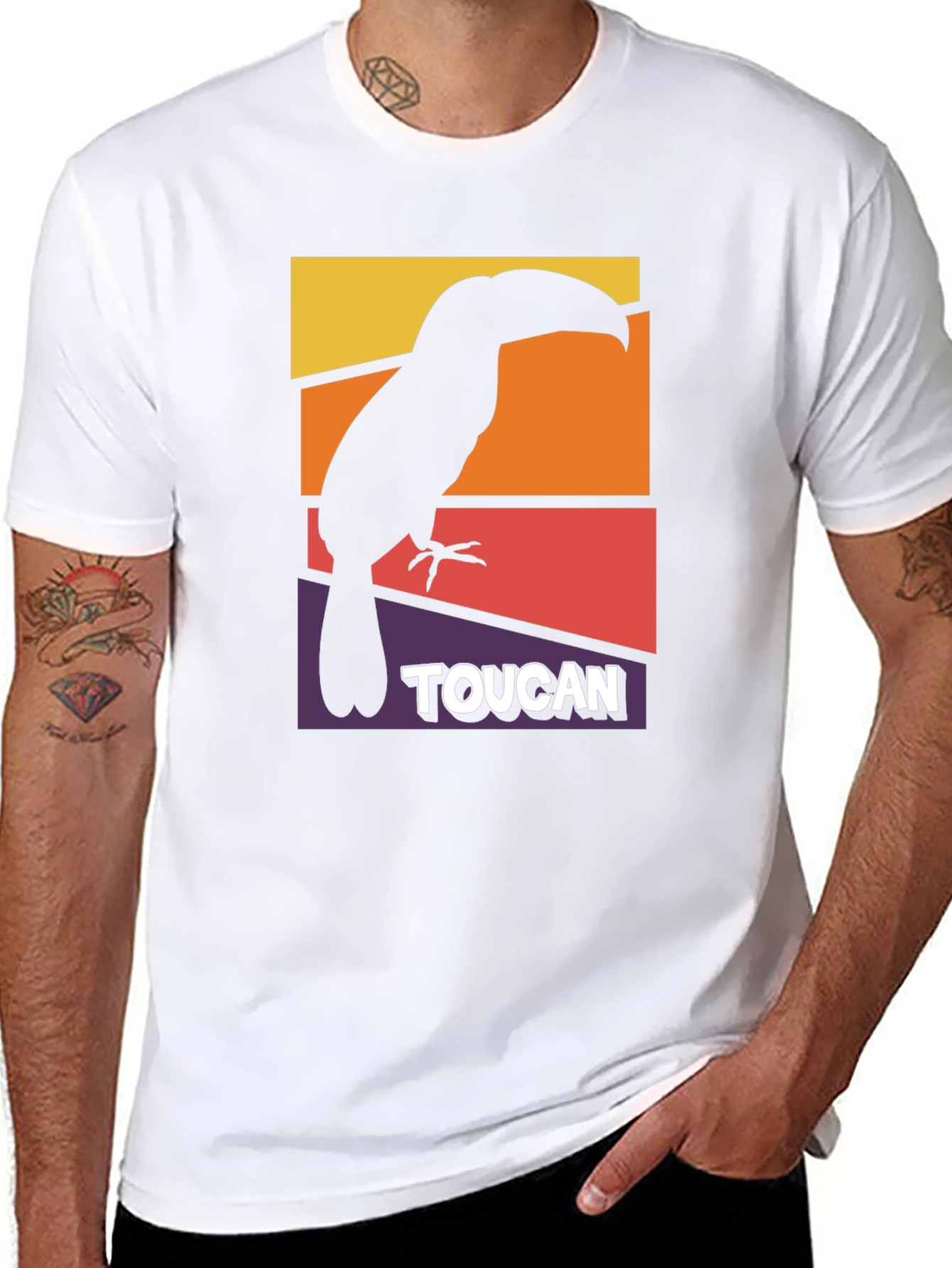 Black Toucan Graphic T-Shirt - Retro Style Bird Tee view 8