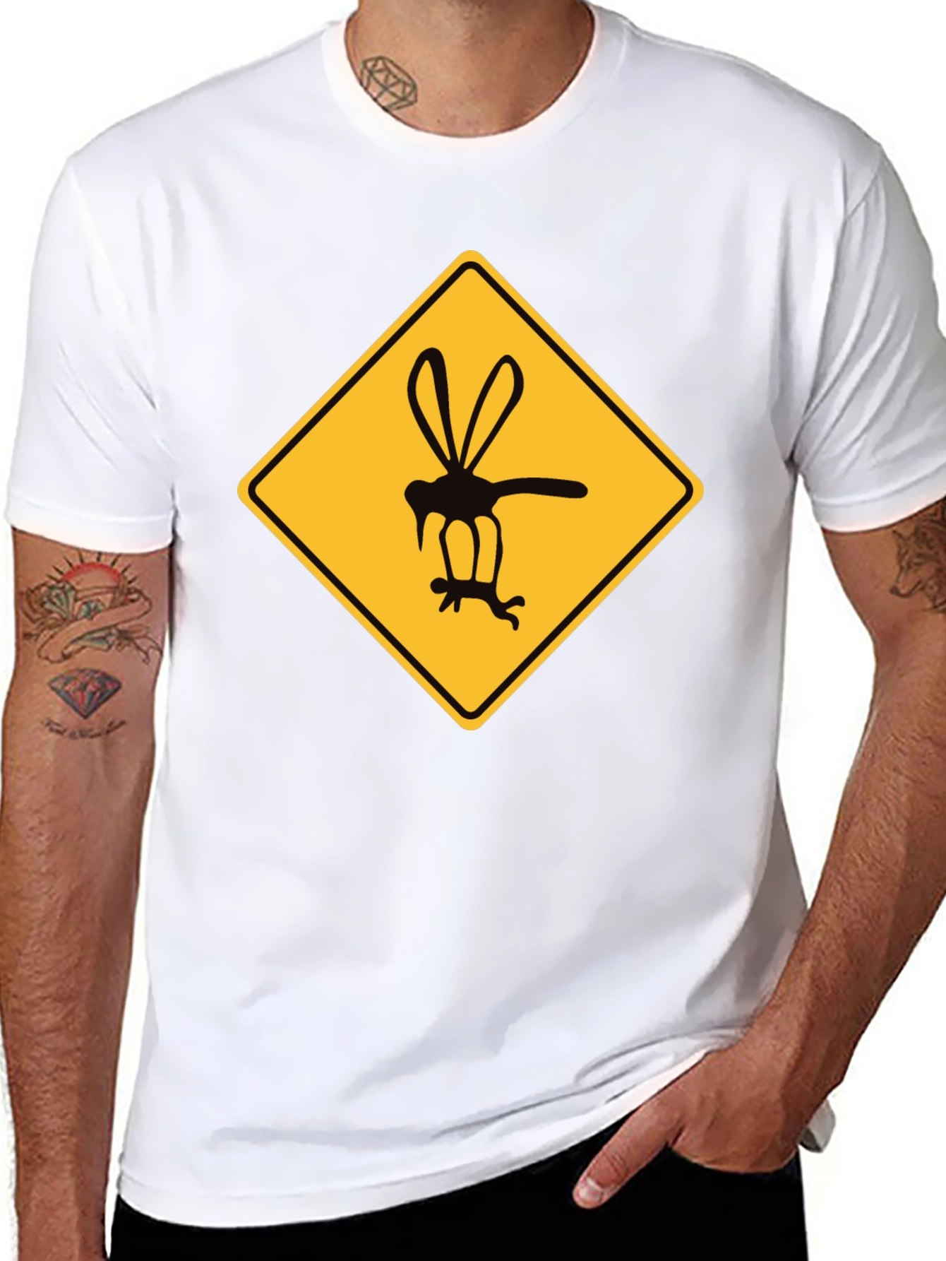 Black Mosquito Warning Graphic T-Shirt - Black view 8