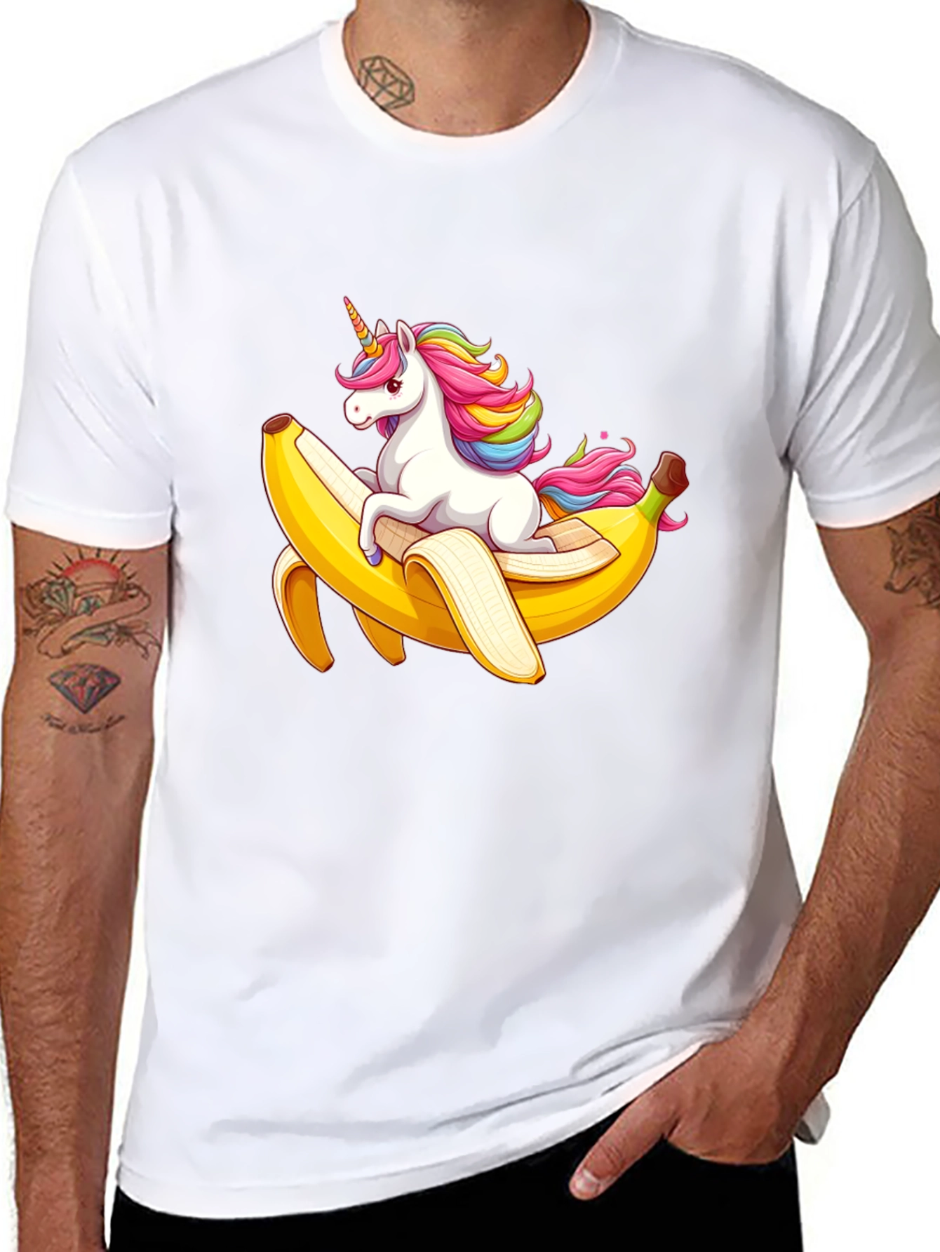Black Unicorn Banana T-Shirt - Fun Graphic Tee view 8