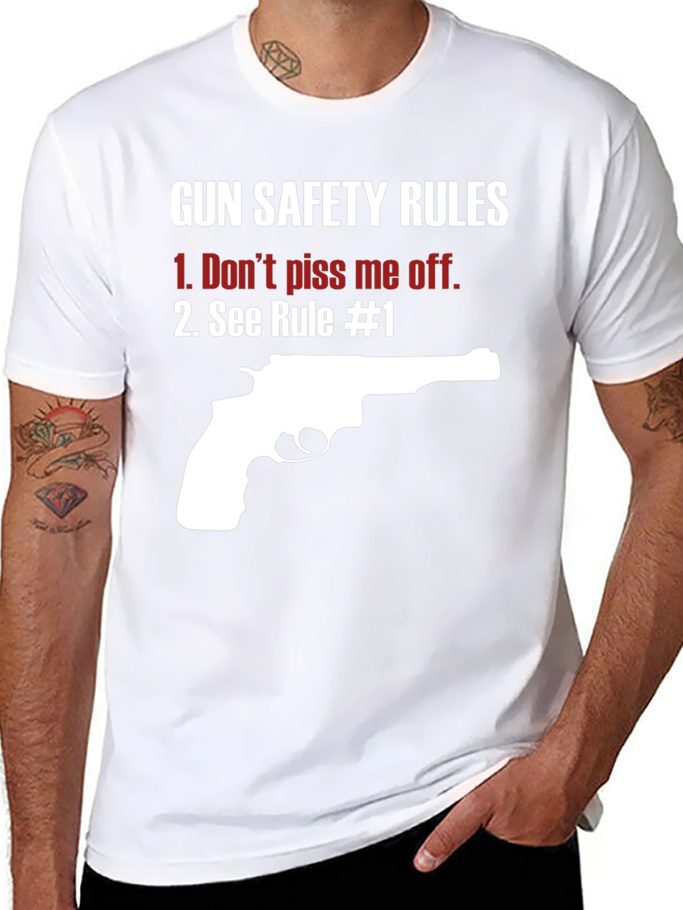 Black Gun Safety Rules Graphic T-Shirt view 8