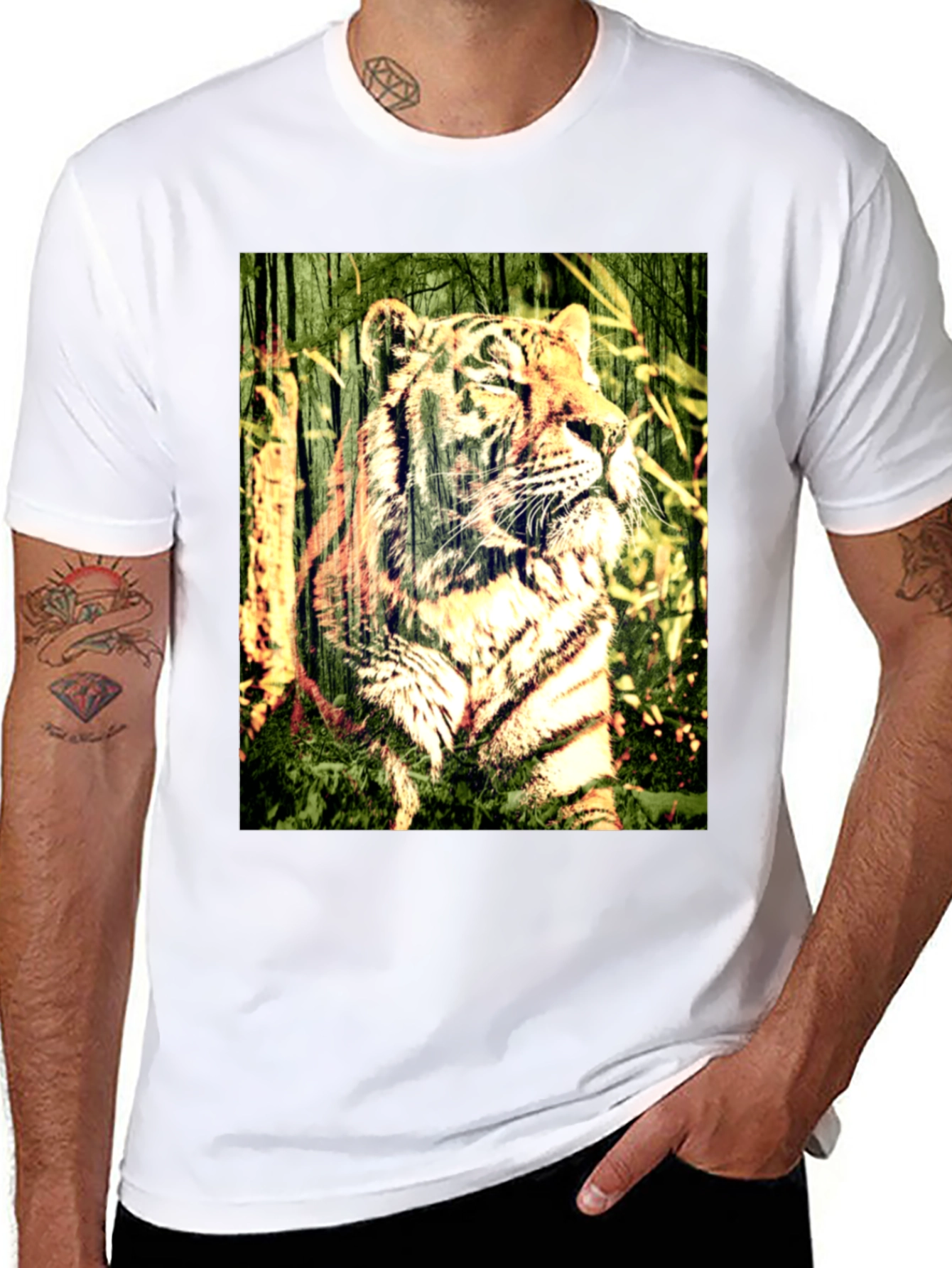 Black Tiger Graphic Black T-Shirt view 8