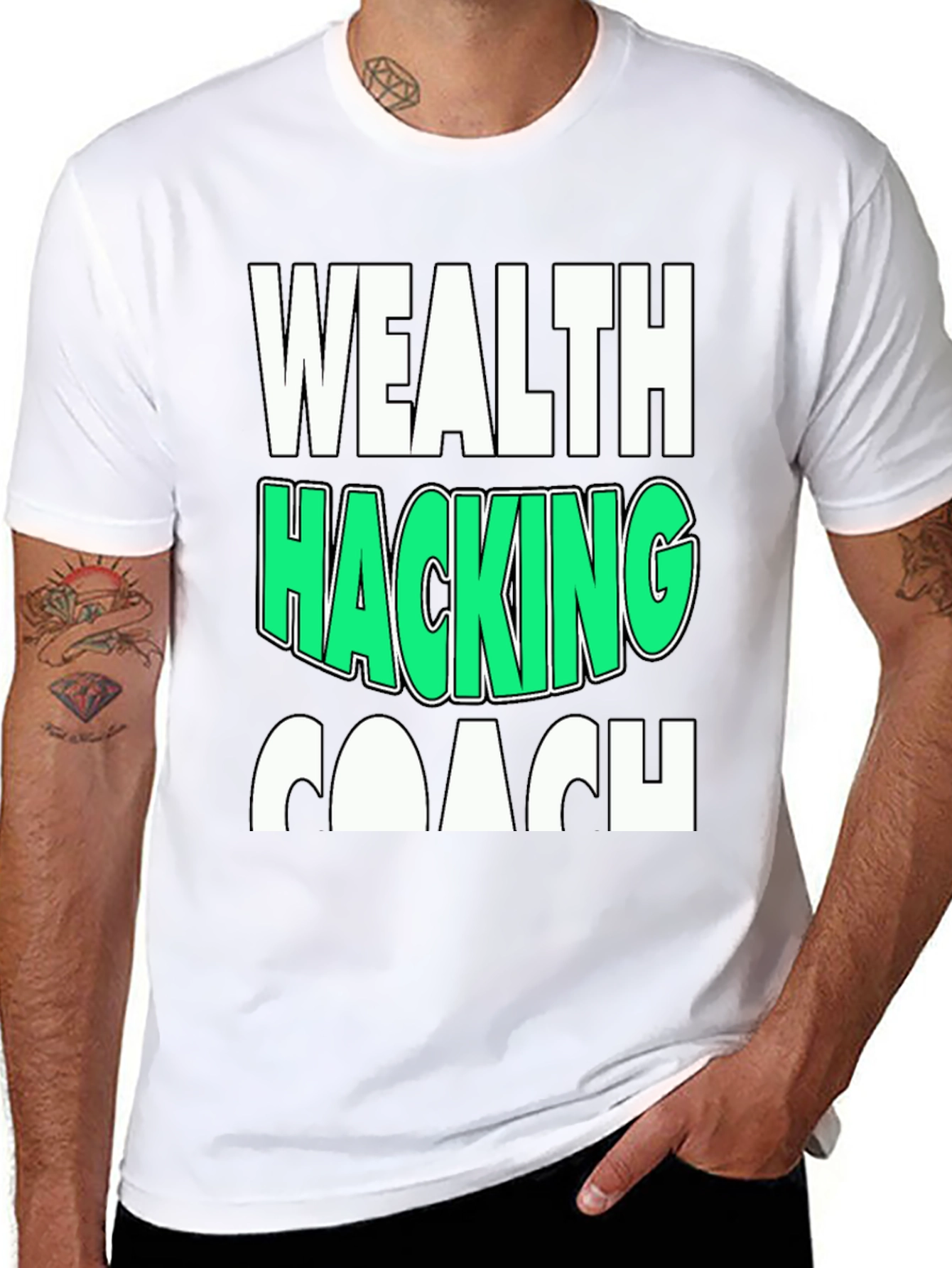 Black Wealth Hacking Coach Graphic Tee view 8