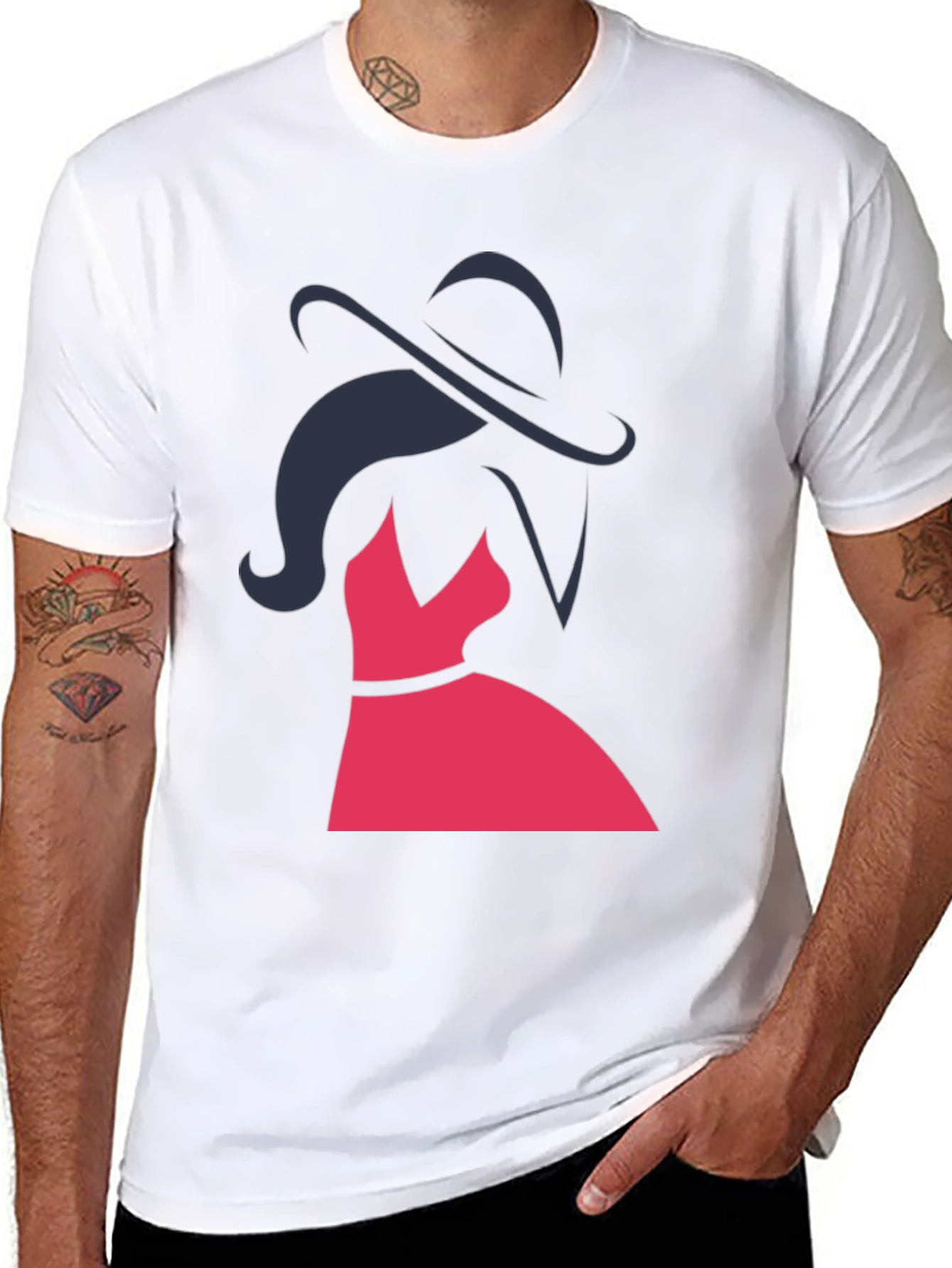 Black Elegant Woman Graphic Tee - Stylish Fashion Top view 8