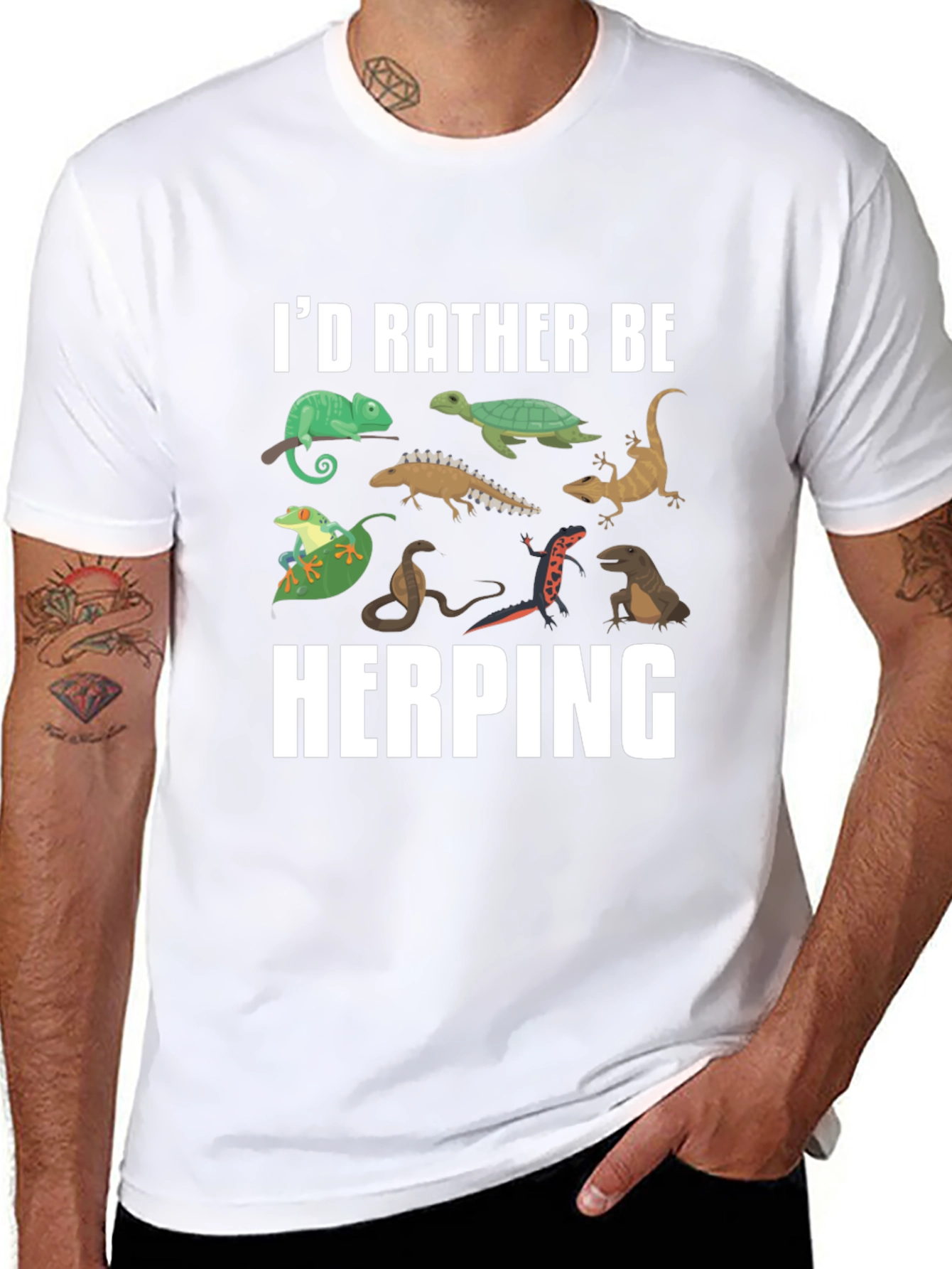 Black Herping Reptile T-Shirt - I'd Rather Be Herping view 8