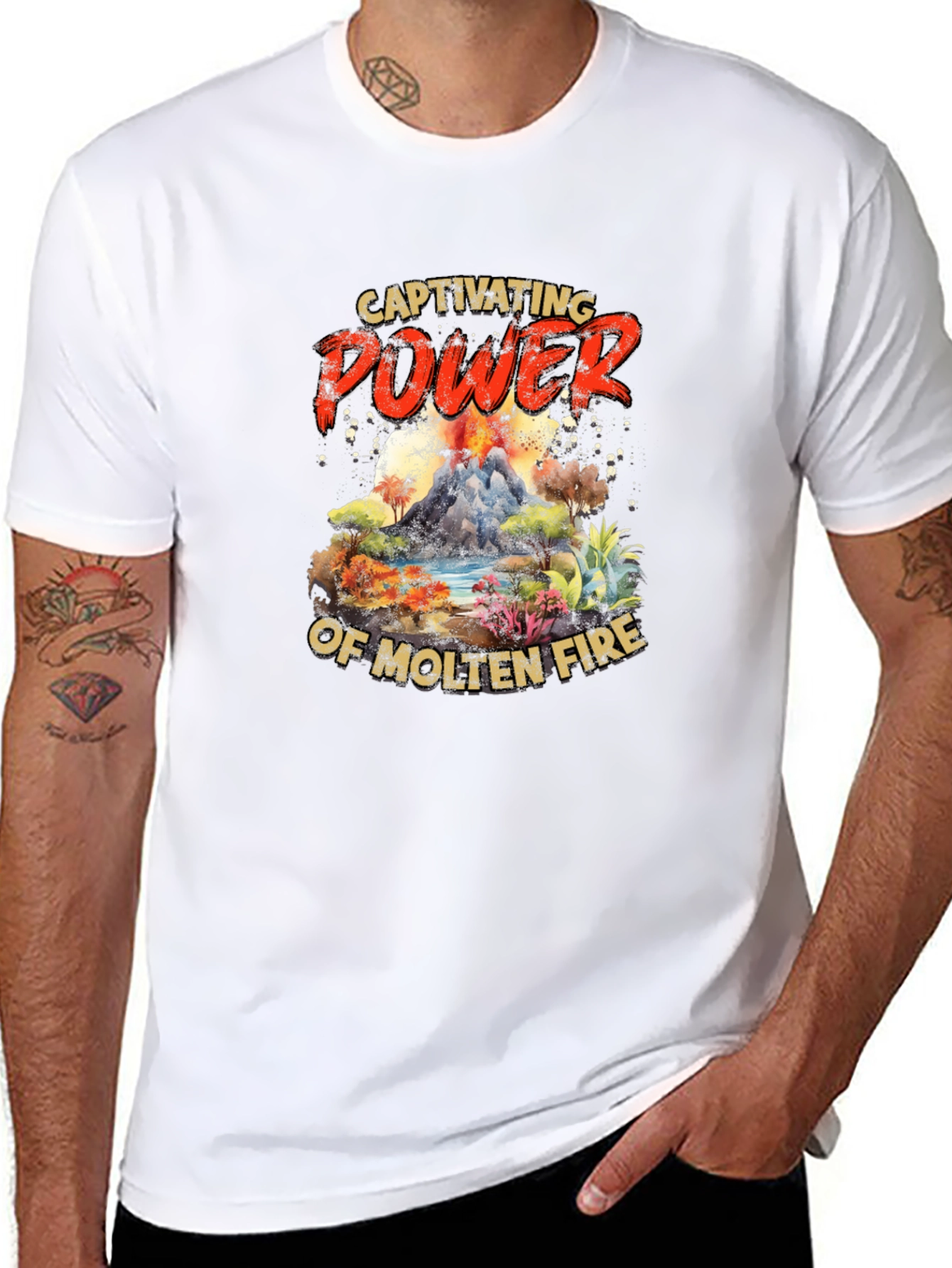 Black Captivating Power Molten Fire Graphic Tee view 8